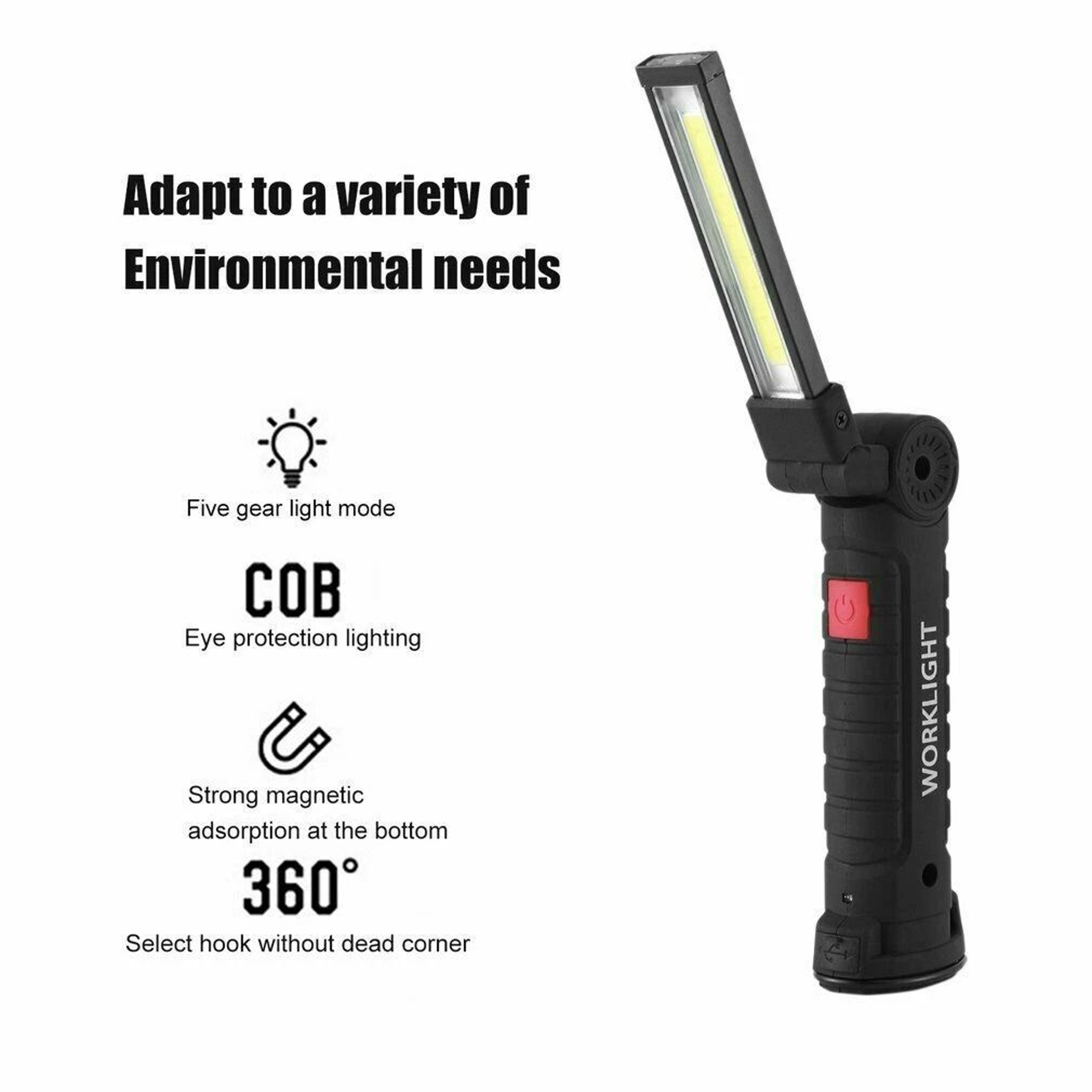 LED Work Light Lamp USB Rechargeable COB Flashlight Torch Compact Inspection Light For Garage Campi 9