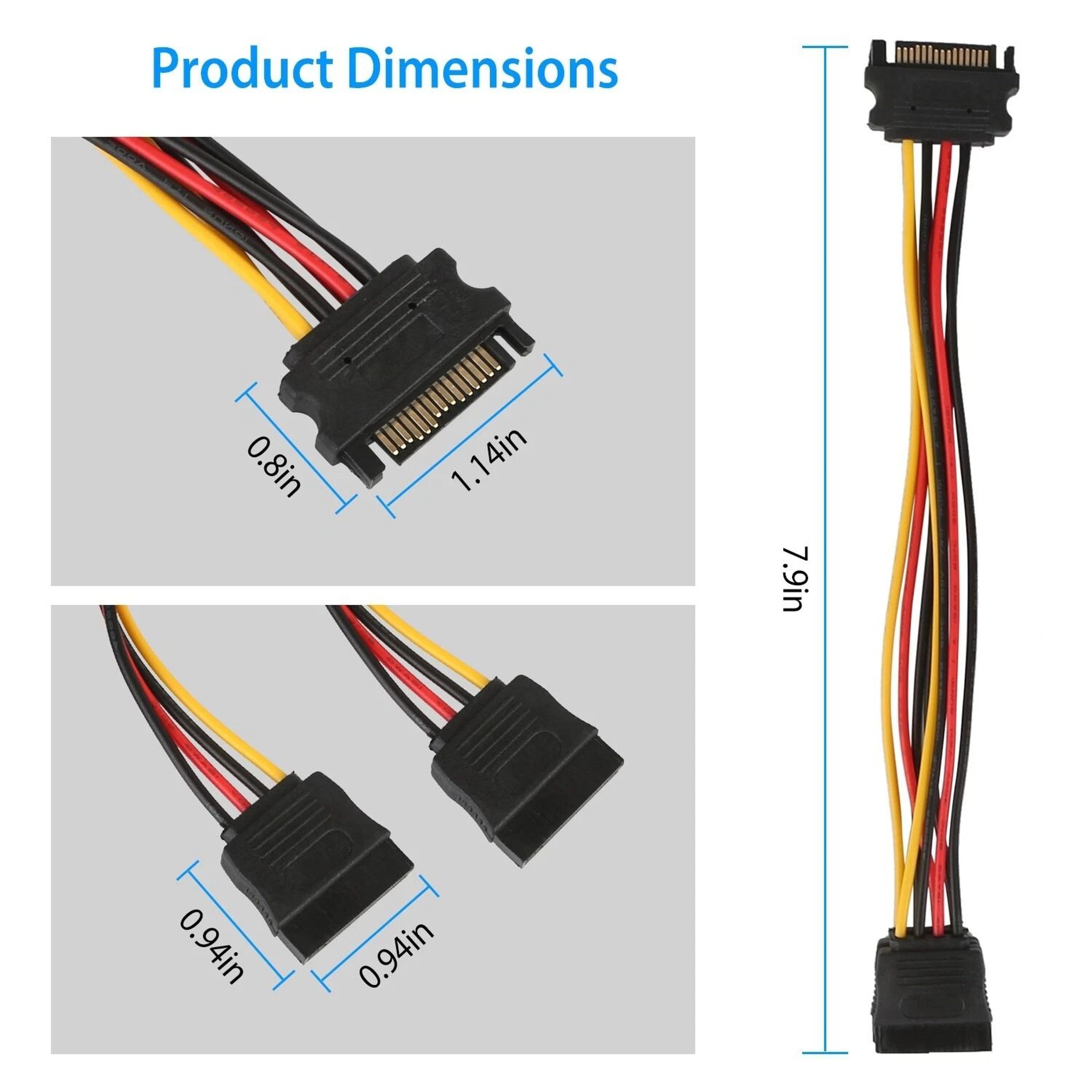 15 Pin Y Splitter Cable Male To Female Adapter For HDD HSSD Hard Drive Data Converter For Enhanced  5