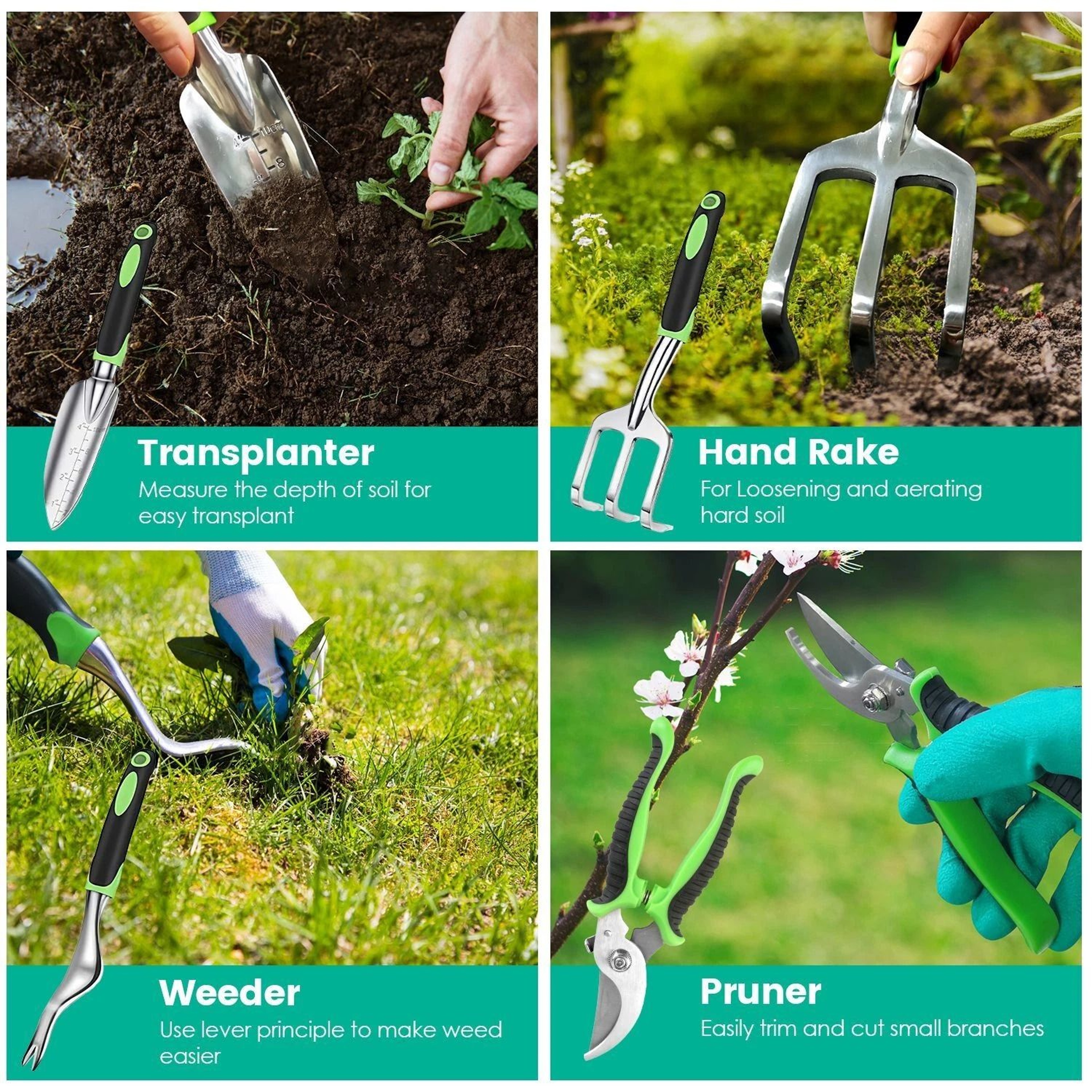 Gardening Hand Tools Garden Tool Kit Aluminum Alloy Durable Plant Gardening Tools 4