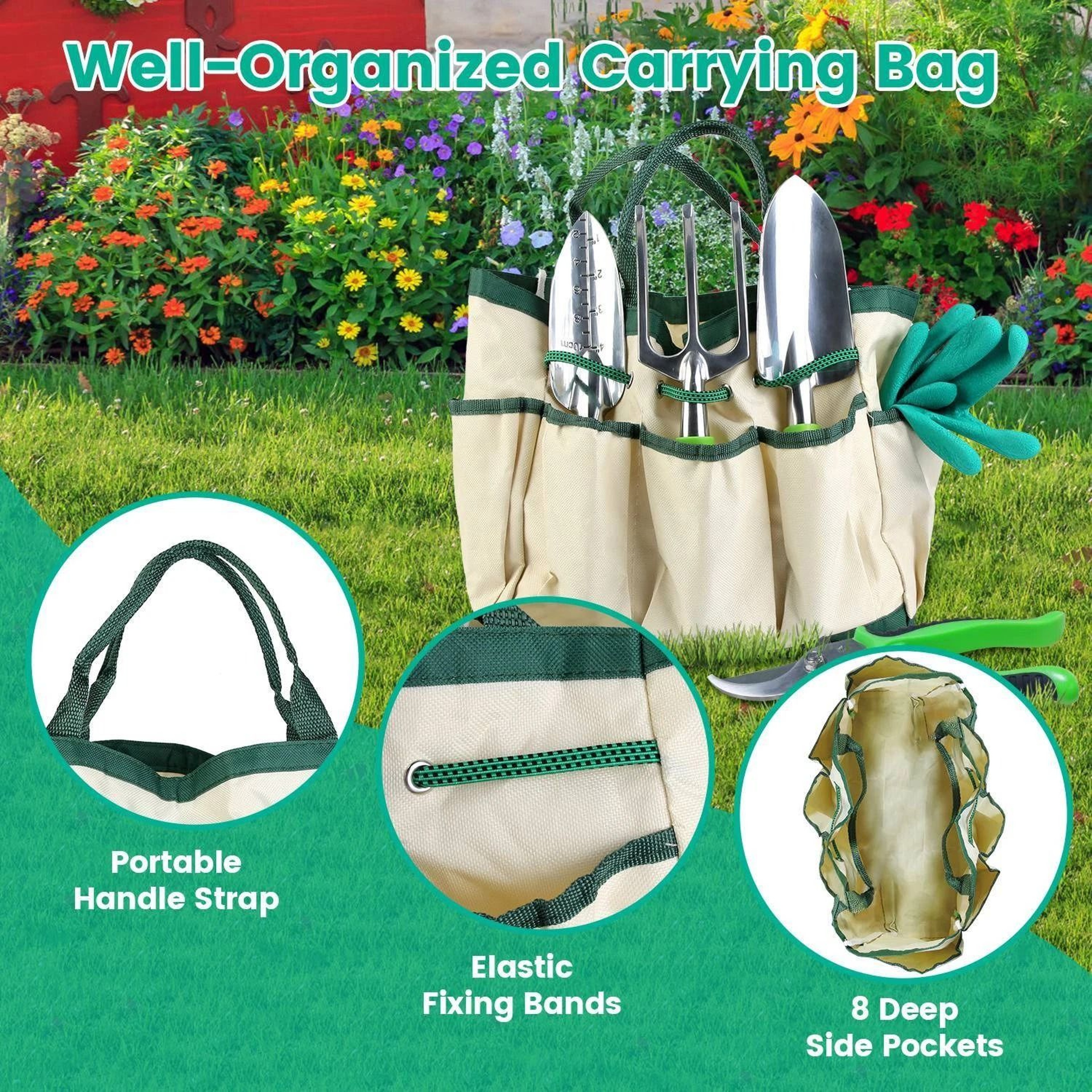 Gardening Hand Tools Garden Tool Kit Aluminum Alloy Durable Plant Gardening Tools 8