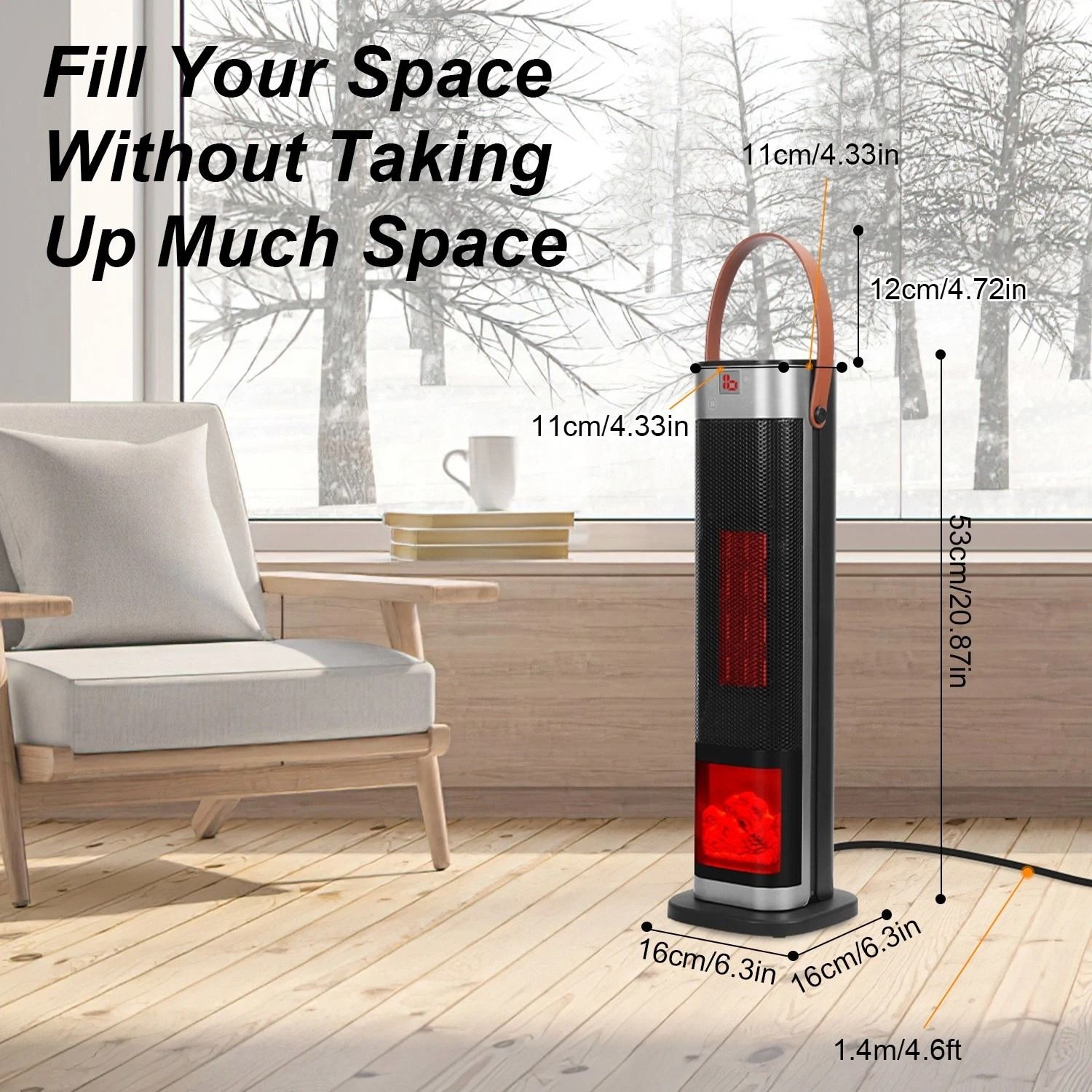 Oscillating Ceramic Heater Tower 3D Space Heater For Winter Electric Warmer For Home Efficient  Por 11