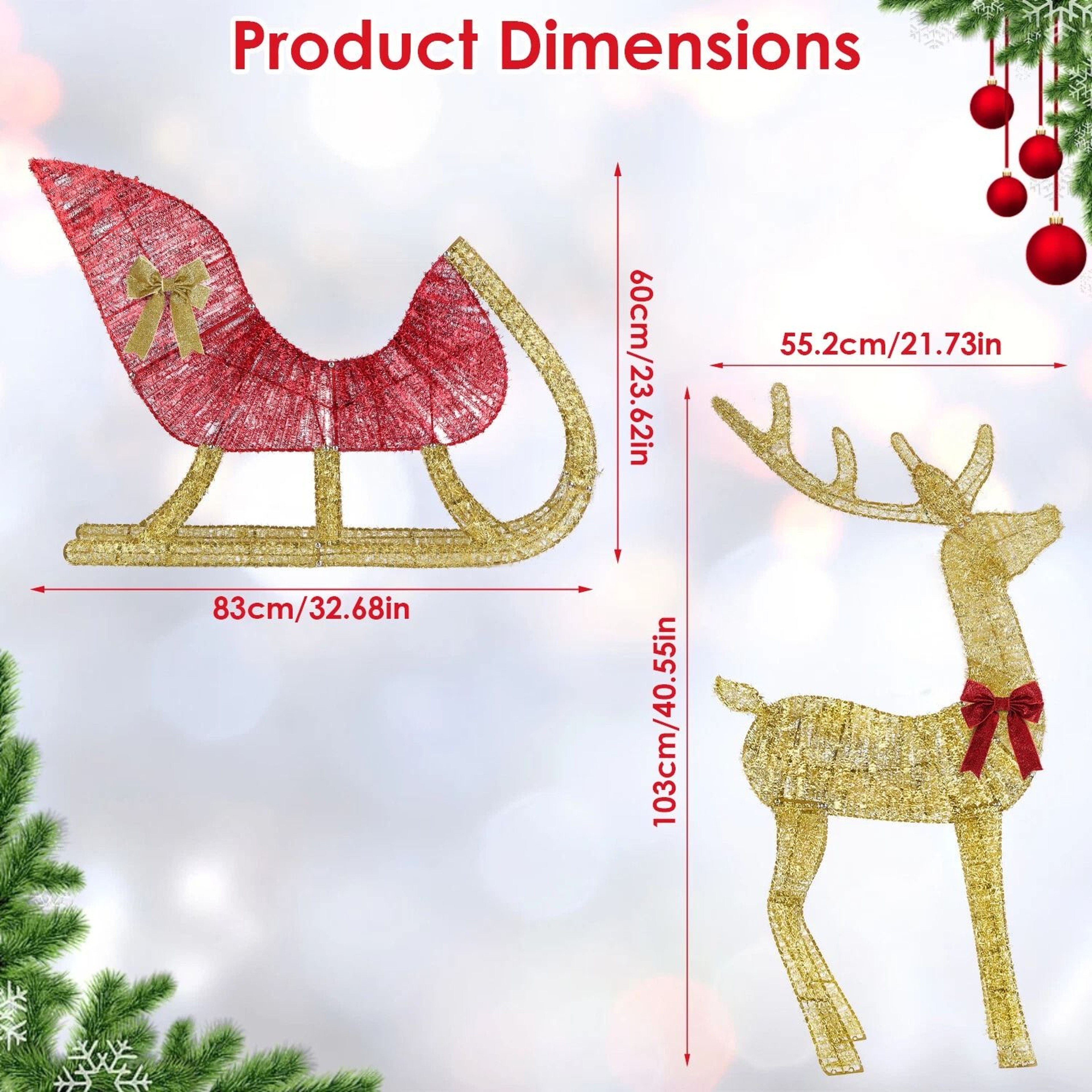 Xmas Christmas Gifts Christmas Reindeer  Sleigh Lighted Toys Holiday Decor Christmas Decor For Home 3