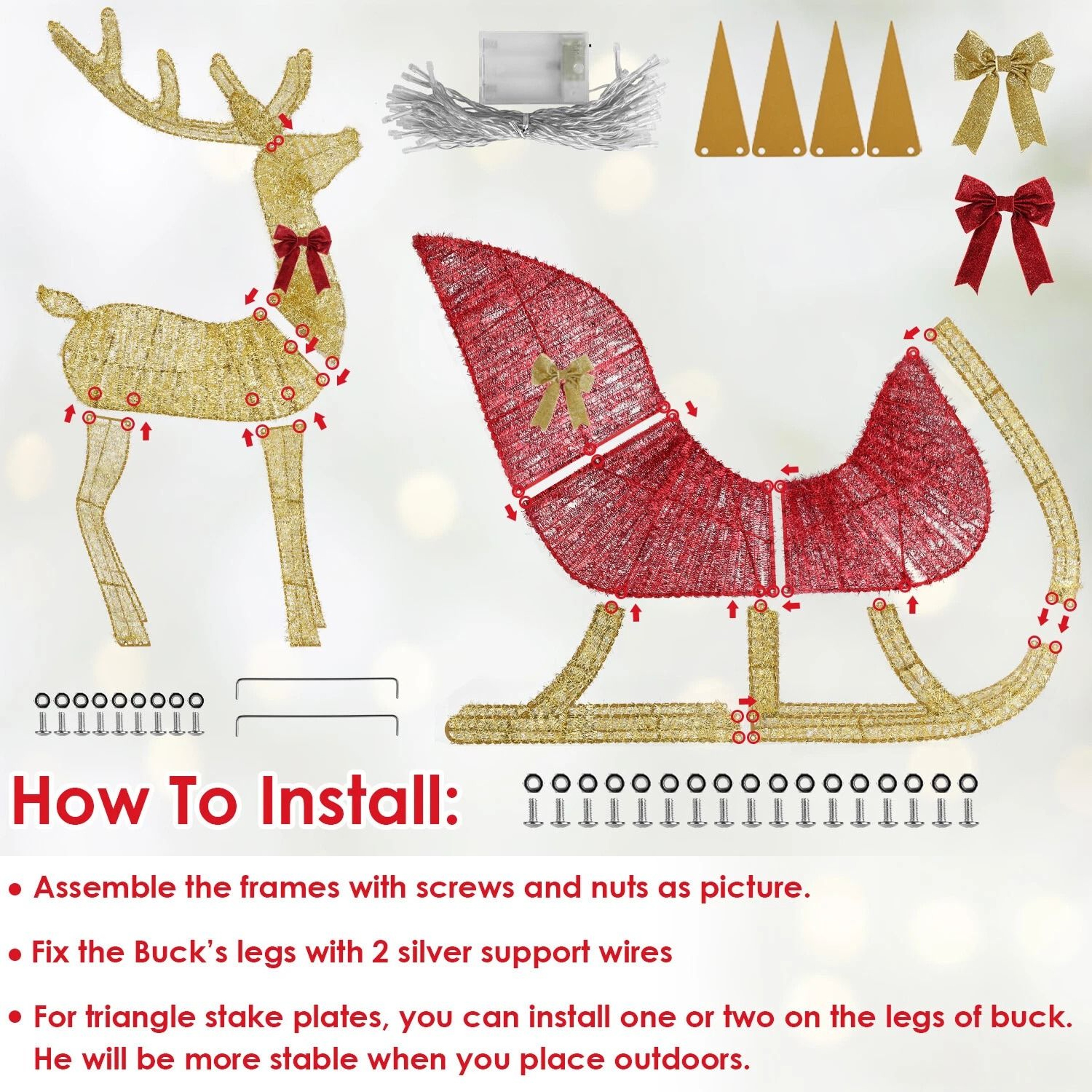 Xmas Christmas Gifts Christmas Reindeer  Sleigh Lighted Toys Holiday Decor Christmas Decor For Home 5