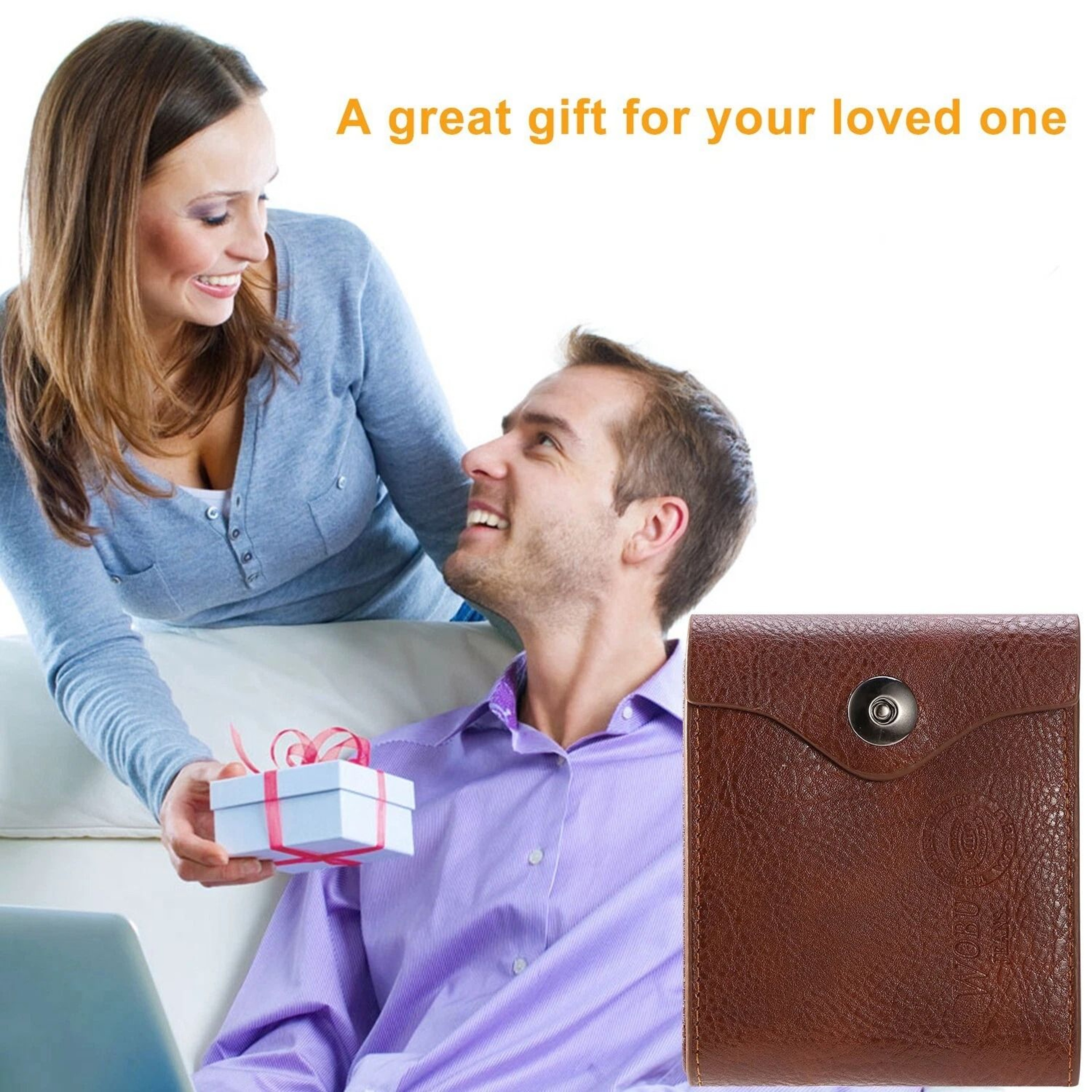 PU Leather Bifold Wallet For Men Wallet Holder With 2 ID Windows Coin Pocket 3