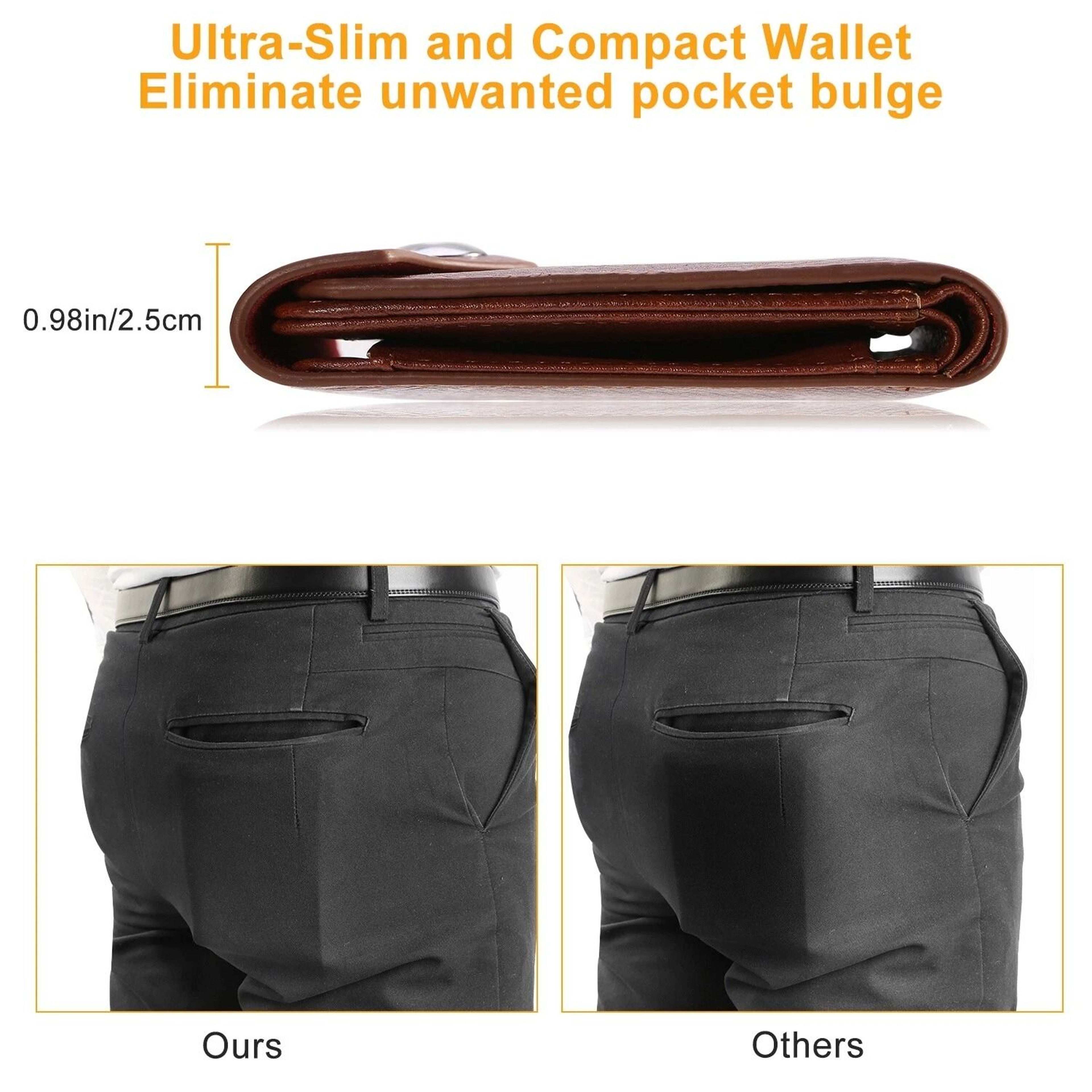 PU Leather Bifold Wallet For Men Wallet Holder With 2 ID Windows Coin Pocket 4