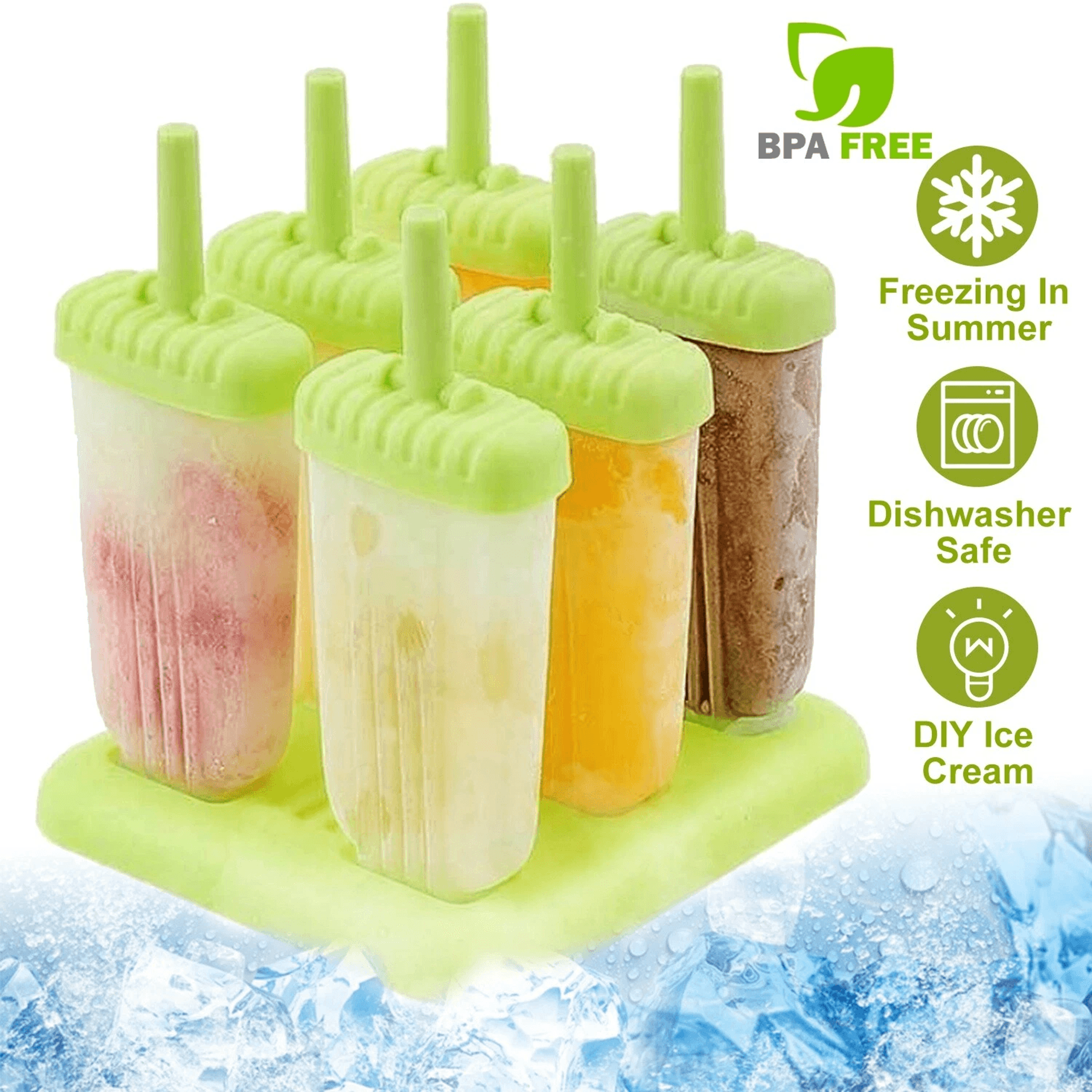 DIY Homemade Ice Cream Reusable Popsicle Molds Set 6pcs Plastic Popsicle Molds For Summer Fun 2