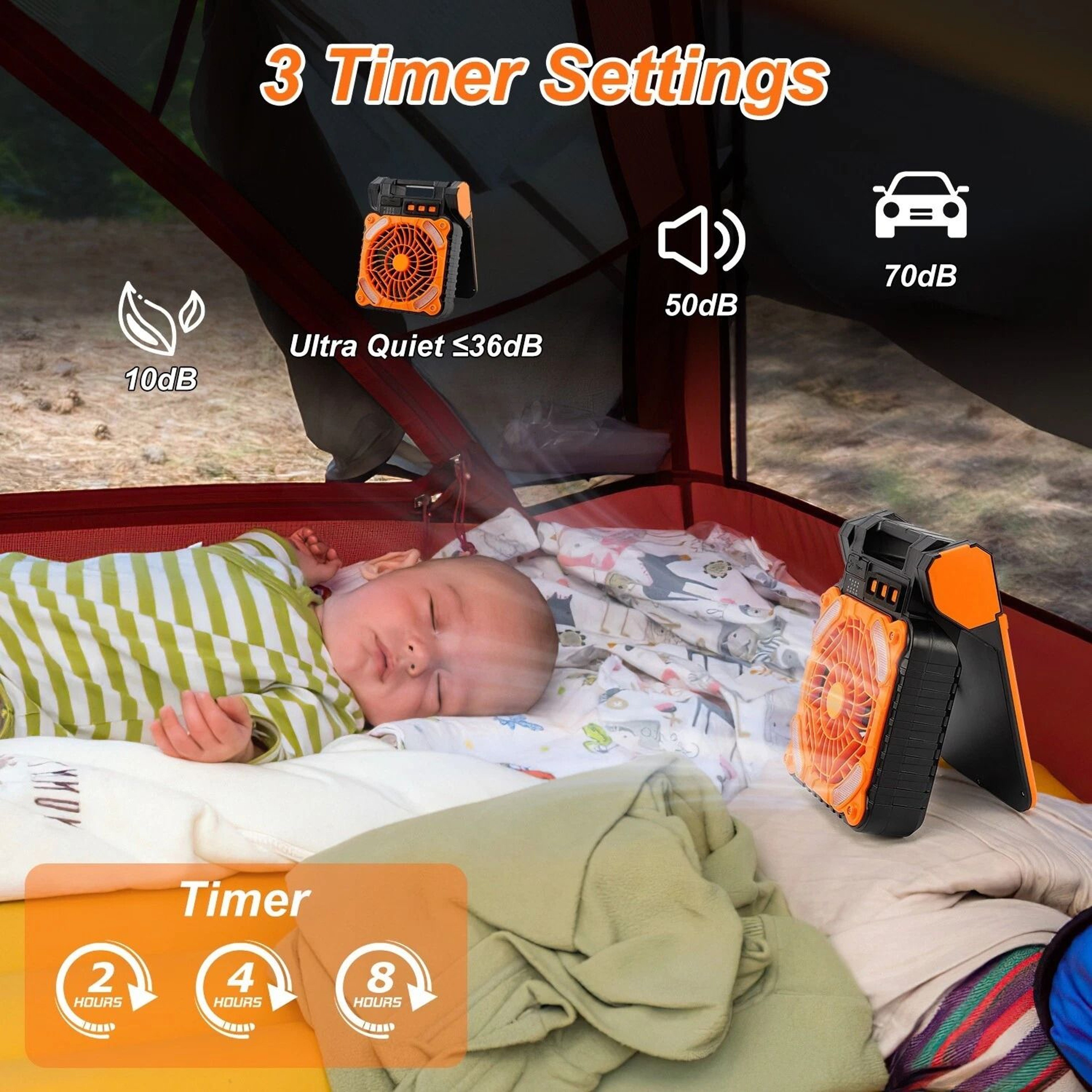 Picnic Camping Fan Summer Solar Camping FanLight 4Speeds Fan With 3Mode Lights For Hiking Outdoors 9