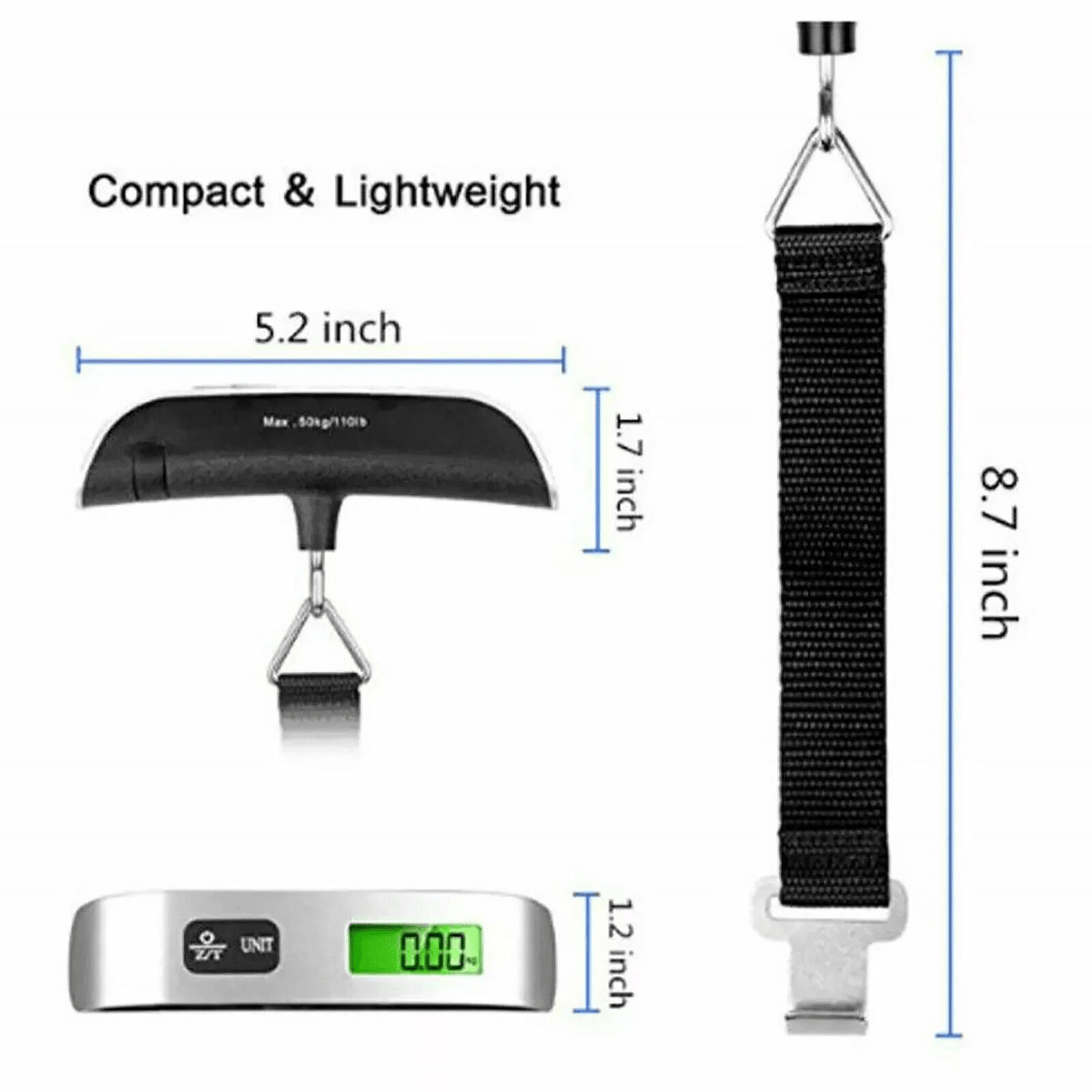 Digital Hanging Luggage Scale Portable Travel LCD Electronic Weight Capacity Compact  EasytoUse Tra 3