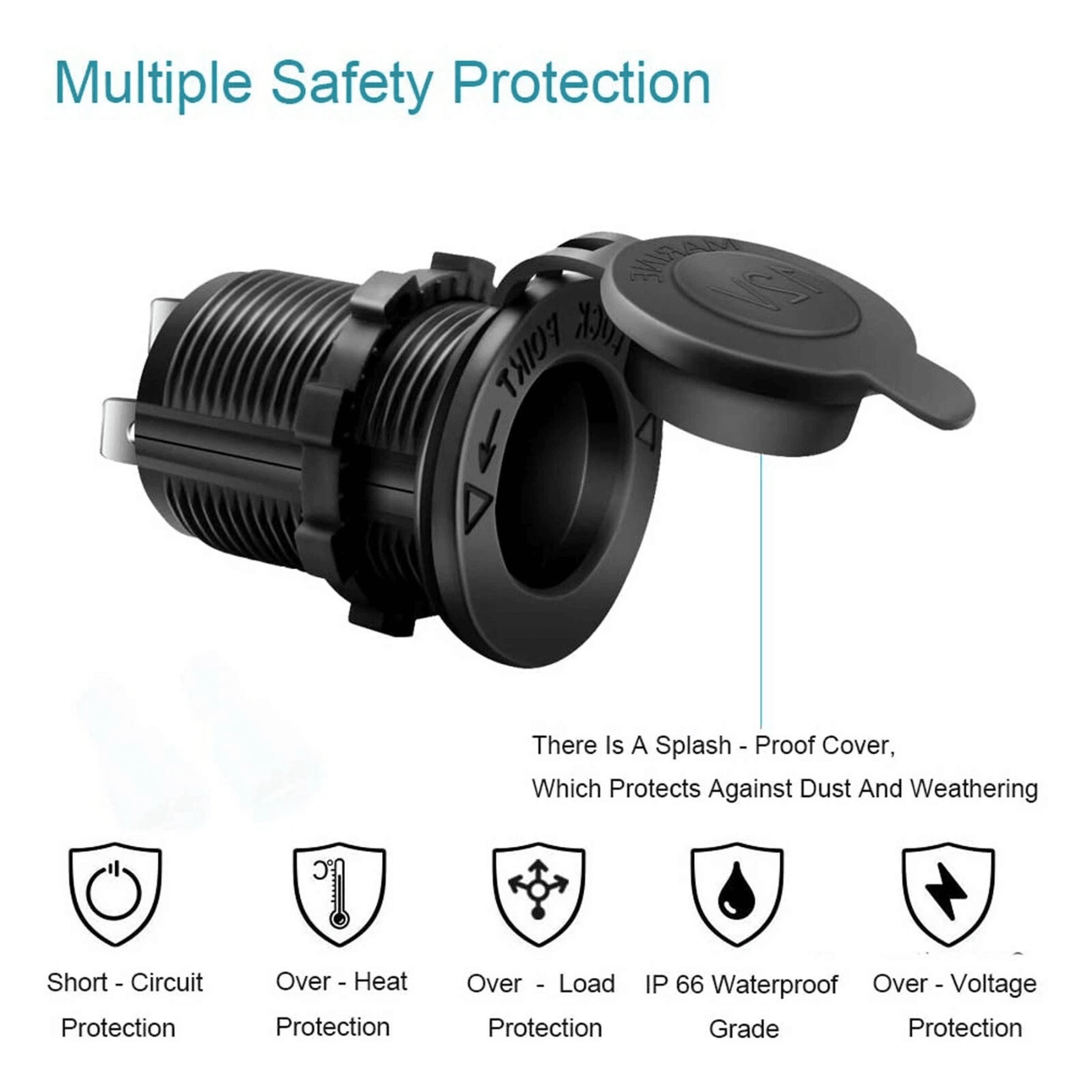 Motorcycle Boat 12V Waterproof Car Socket Cigarette Lighter Power Plug Outlet For Reliable Charging 1