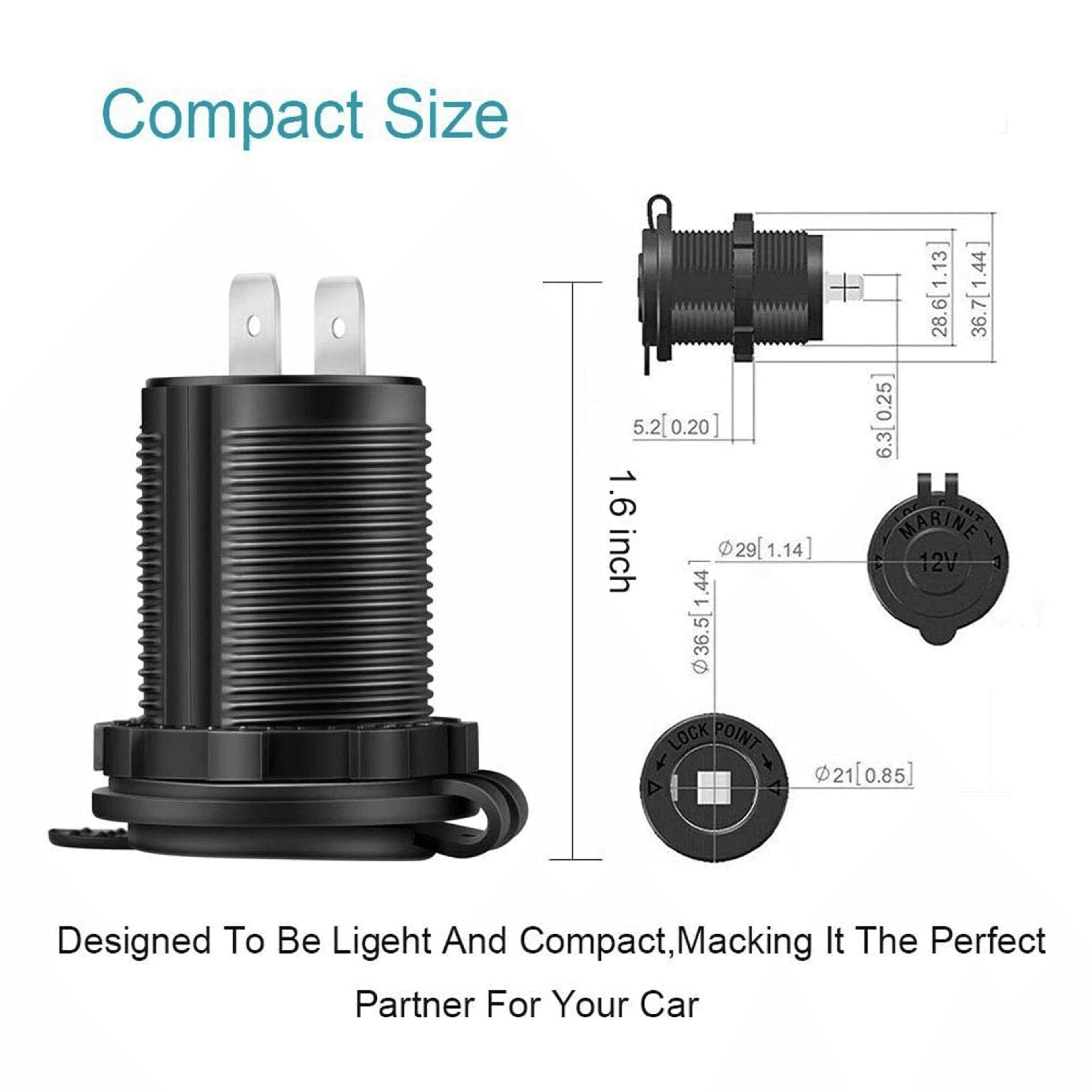 Motorcycle Boat 12V Waterproof Car Socket Cigarette Lighter Power Plug Outlet For Reliable Charging 7