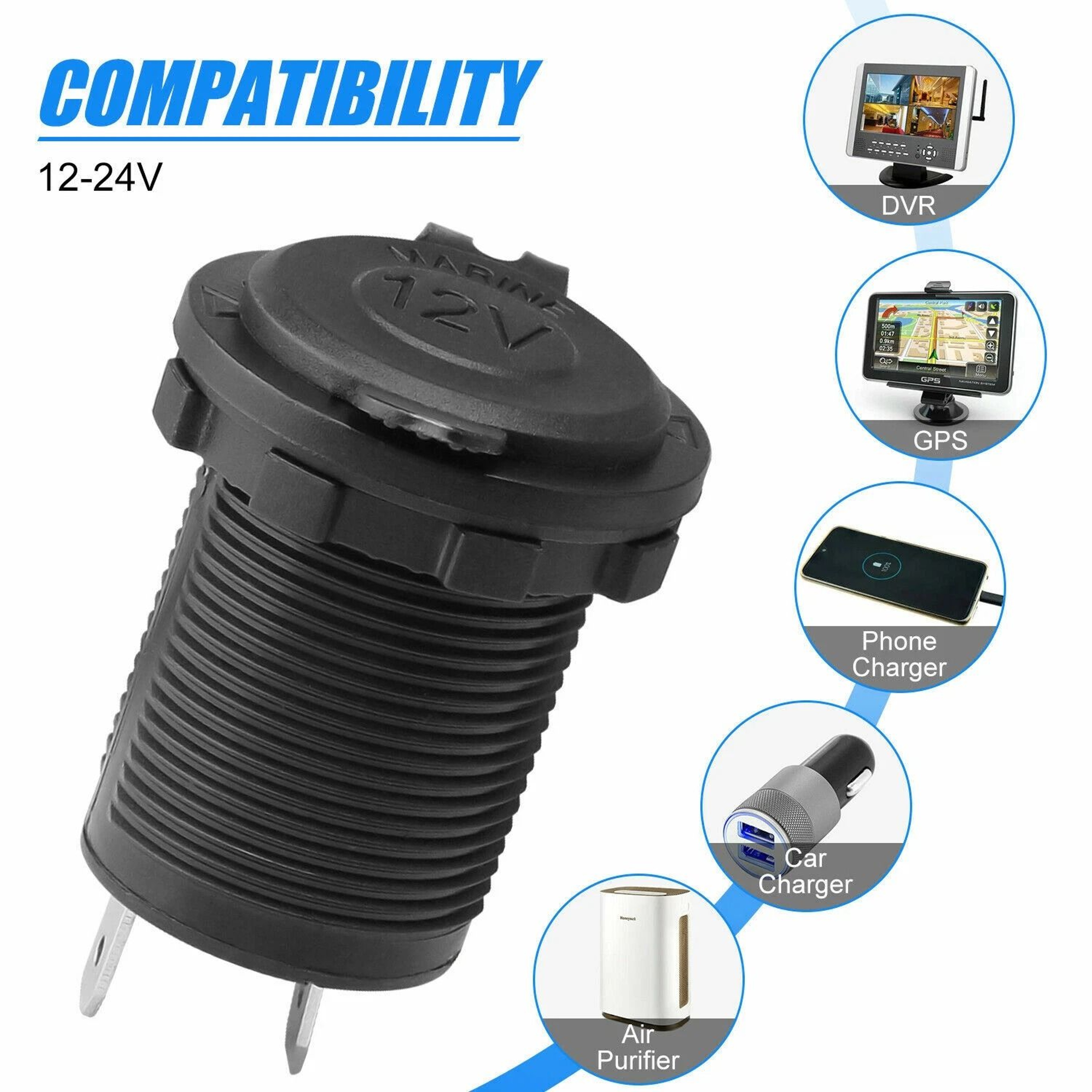 Motorcycle Boat 12V Waterproof Car Socket Cigarette Lighter Power Plug Outlet For Reliable Charging 8