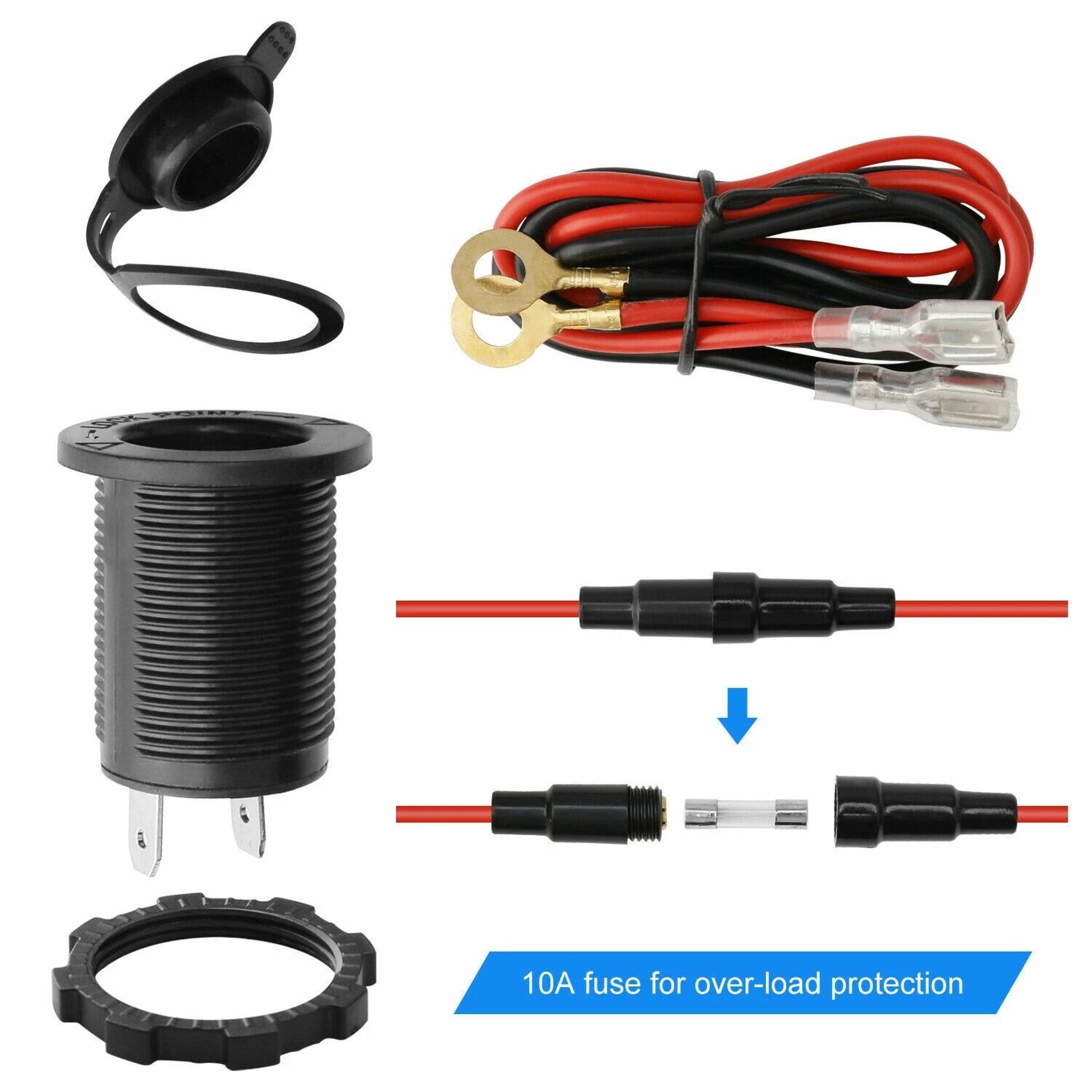 Motorcycle Boat 12V Waterproof Car Socket Cigarette Lighter Power Plug Outlet For Reliable Charging 10