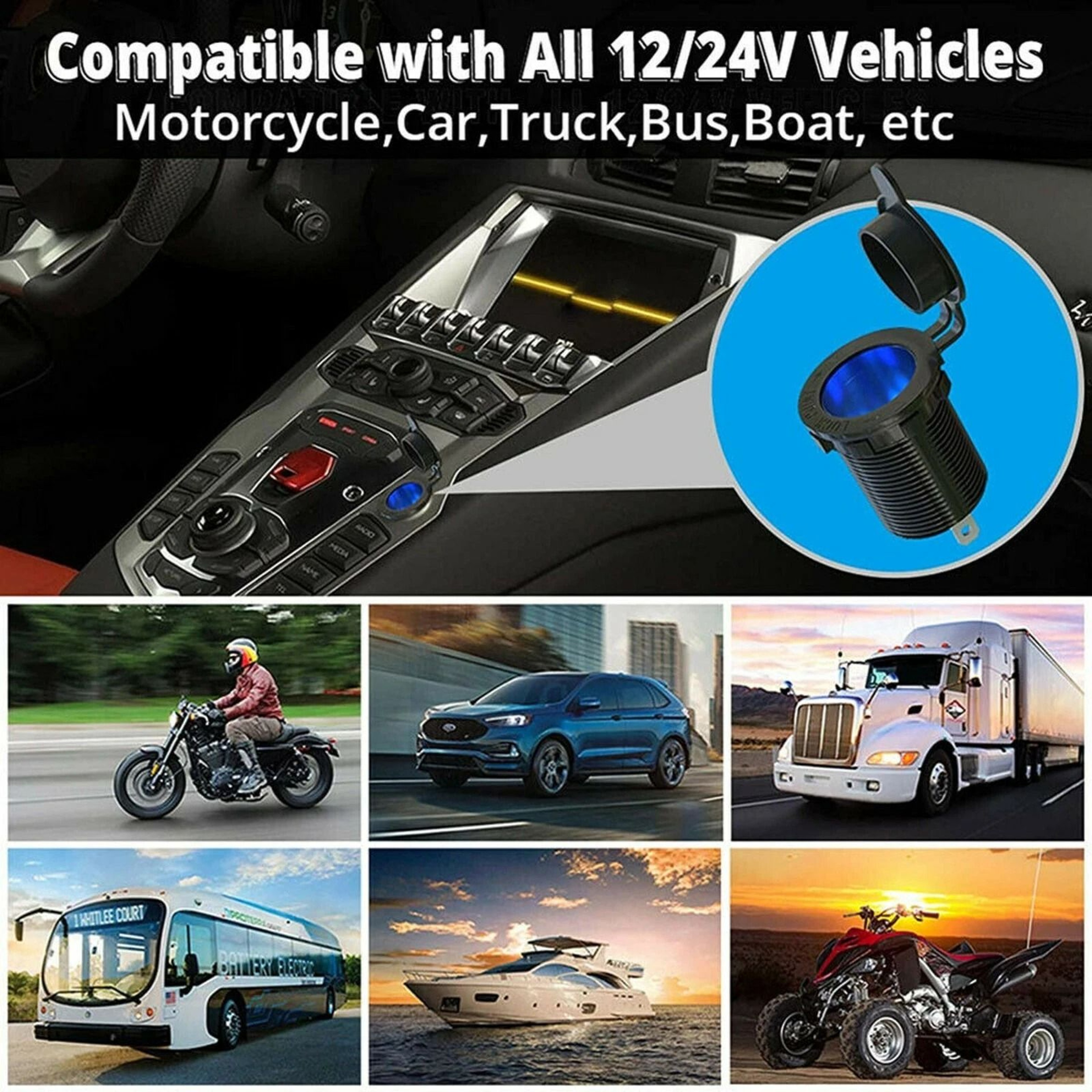 Motorcycle Boat 12V Waterproof Car Socket Cigarette Lighter Power Plug Outlet For Reliable Charging 2
