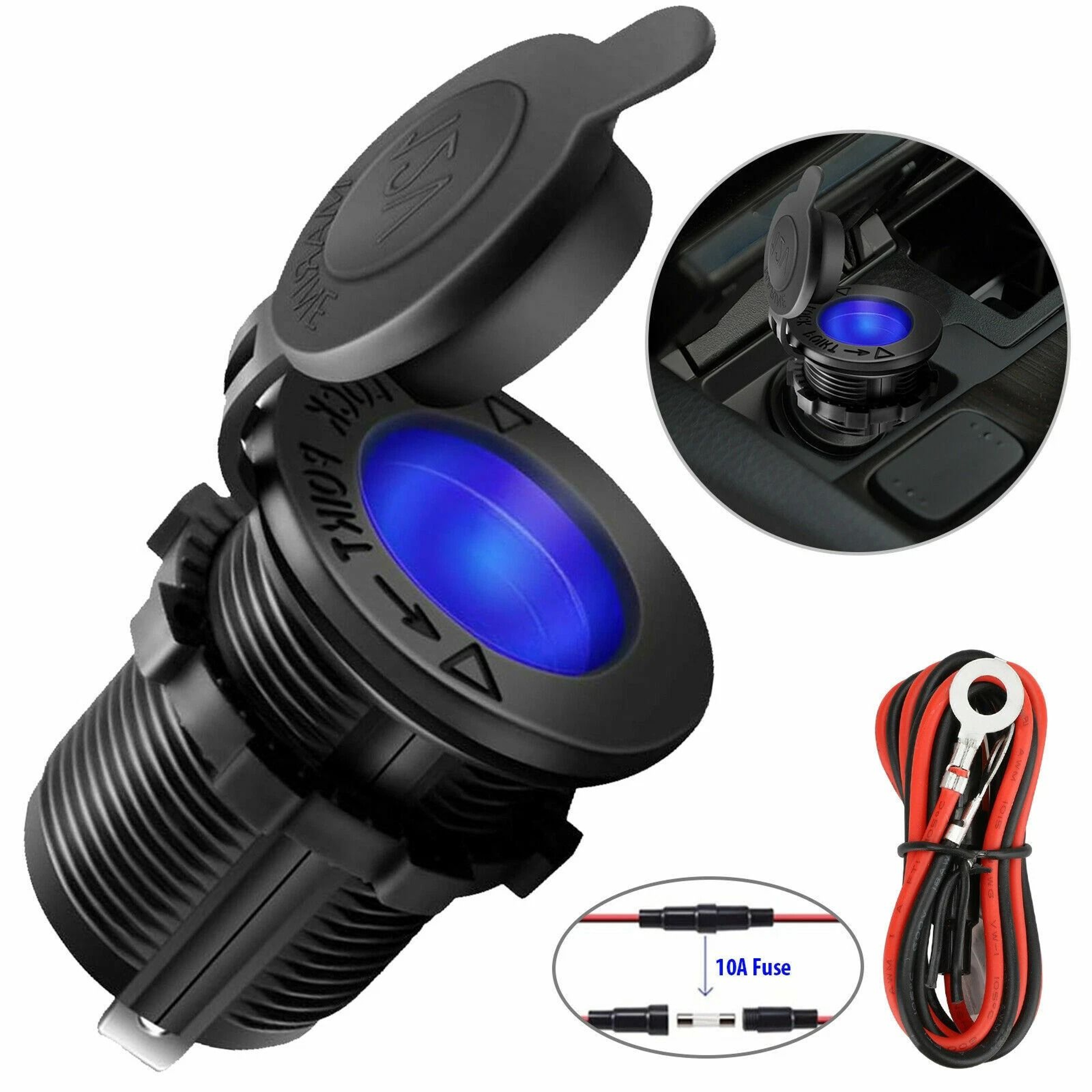 Motorcycle Boat 12V Waterproof Car Socket Cigarette Lighter Power Plug Outlet For Reliable Charging 13