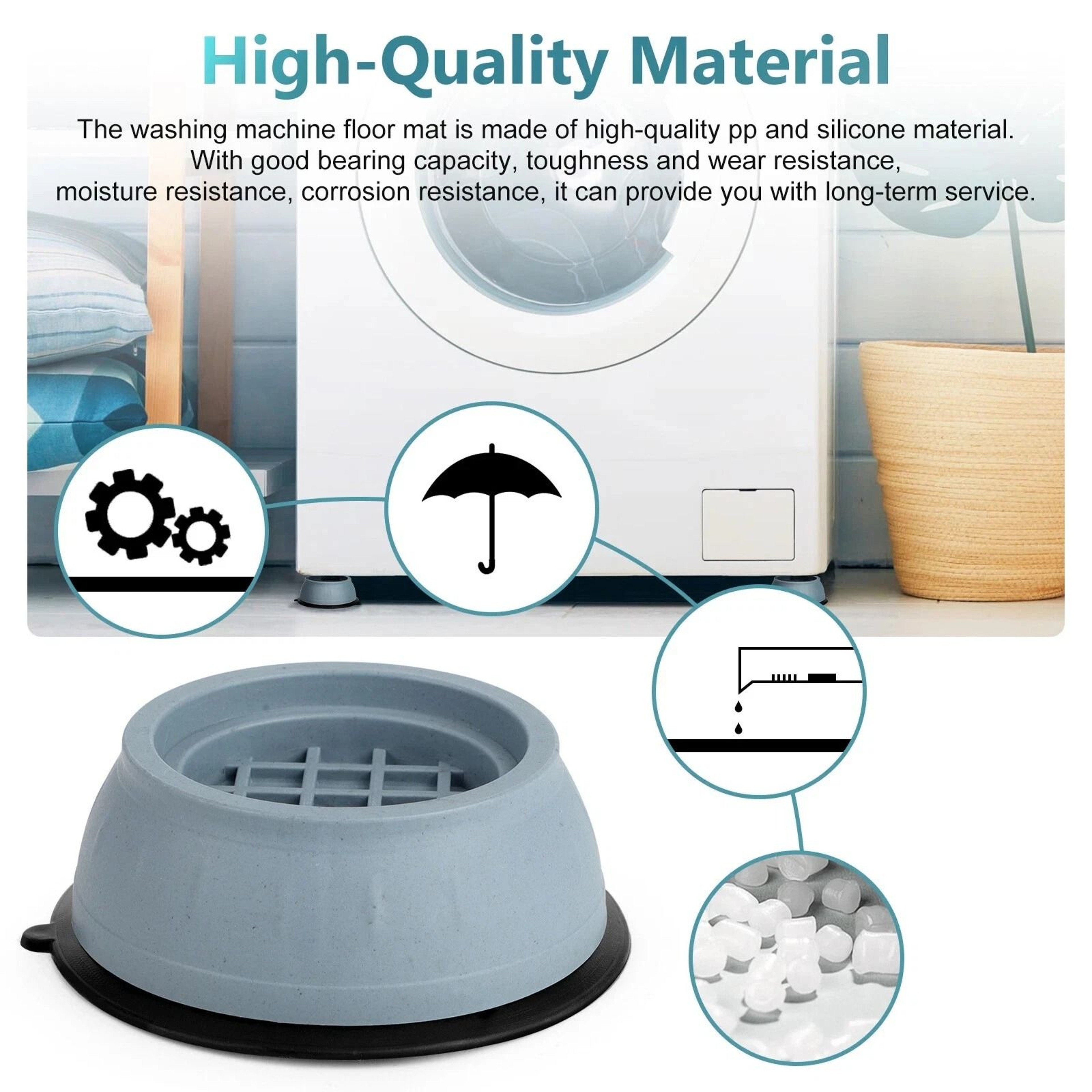 AntiSlip Rubber Feet Base Pads Anti Vibration Washing Machine Mats Support For Smooth Operation 6