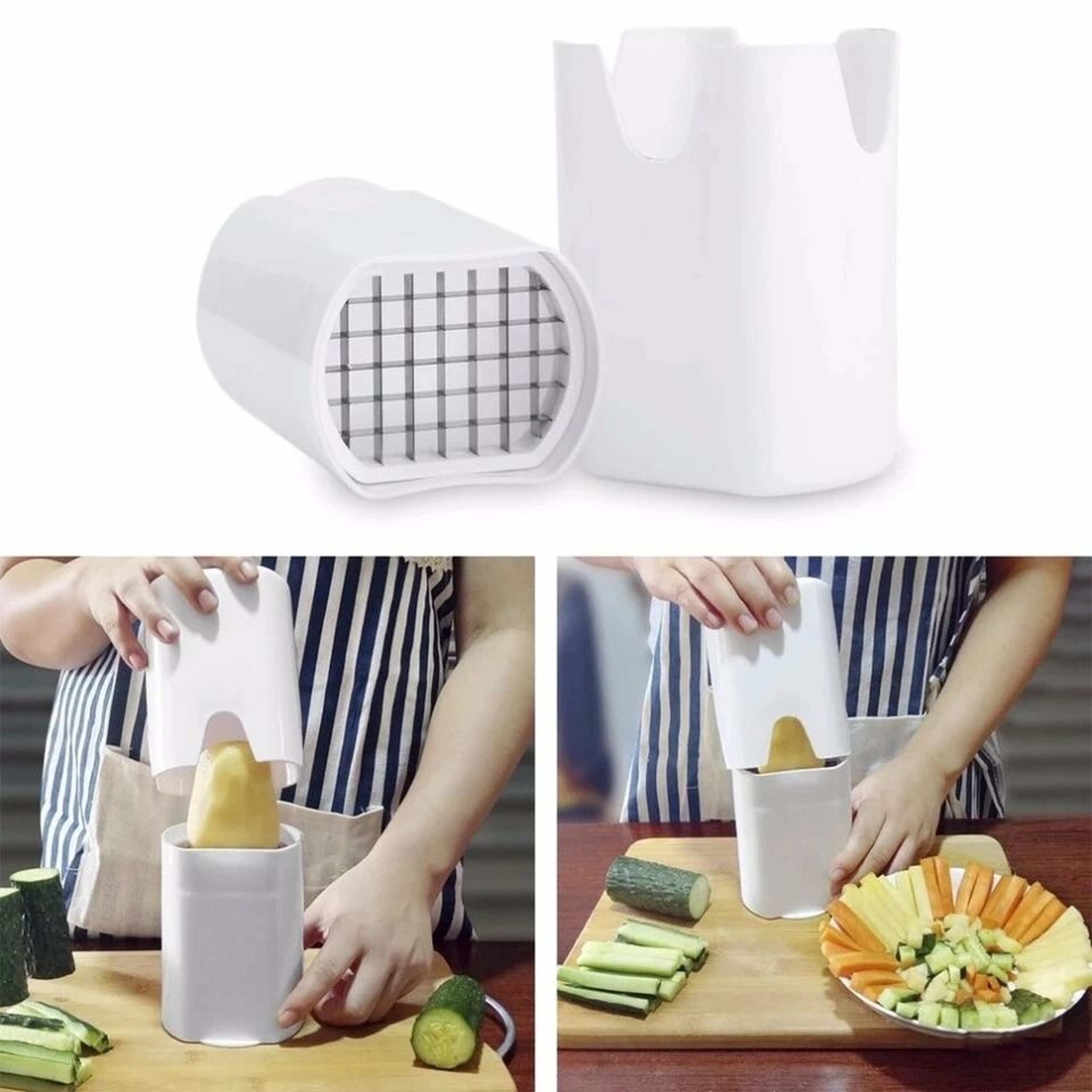 One Step French Fry Cutter New Kitchen Fries Potato Vegetable Fruit Slicer Tools For Easy Cutting 3