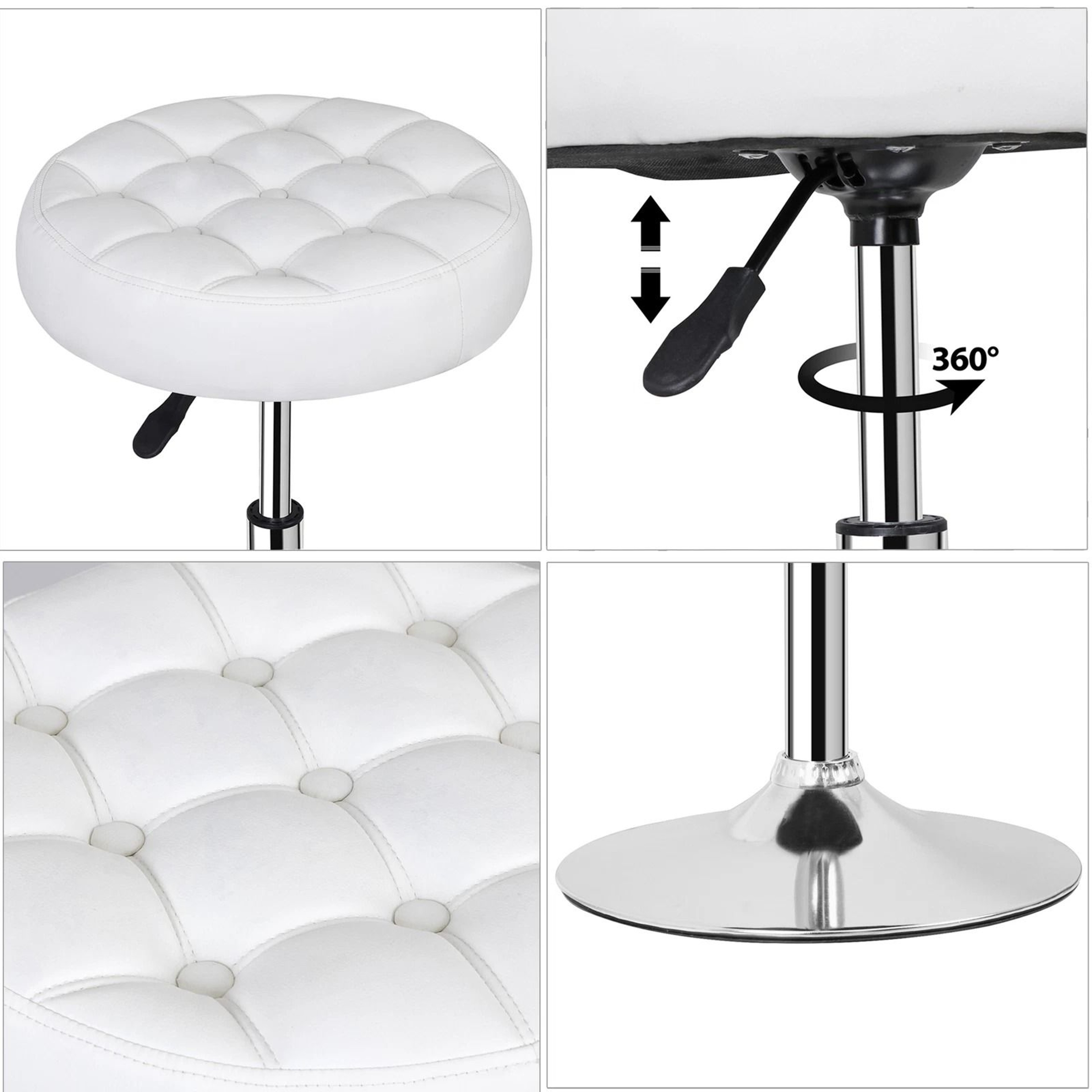 PU Leather Swivel Makeup Stool Adjustable Round Ottoman Vanity Stool Chair 7