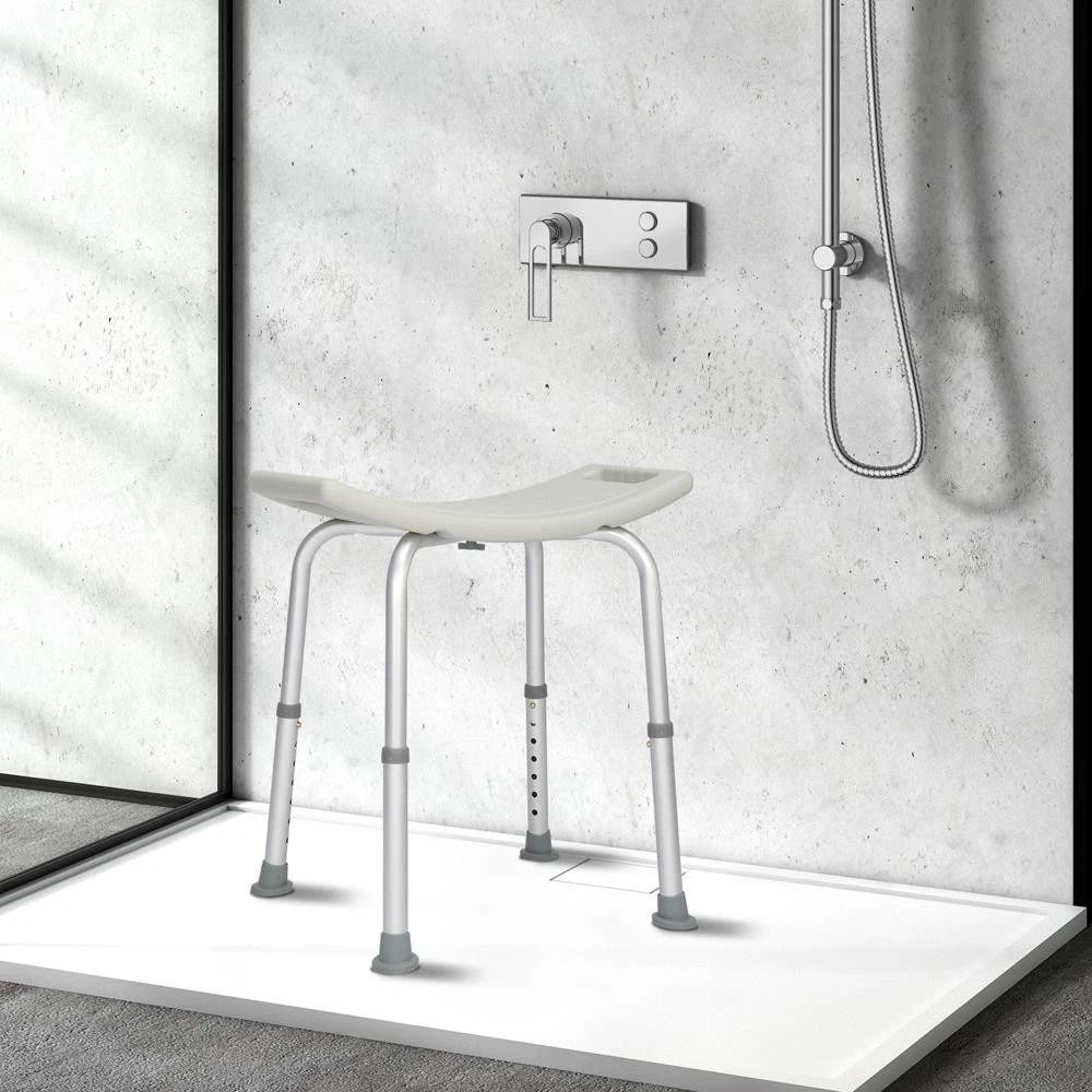 Adjustable Grey Bath Shower Chair Medical Bench For Bathtub 7 Height Stool Seat 1