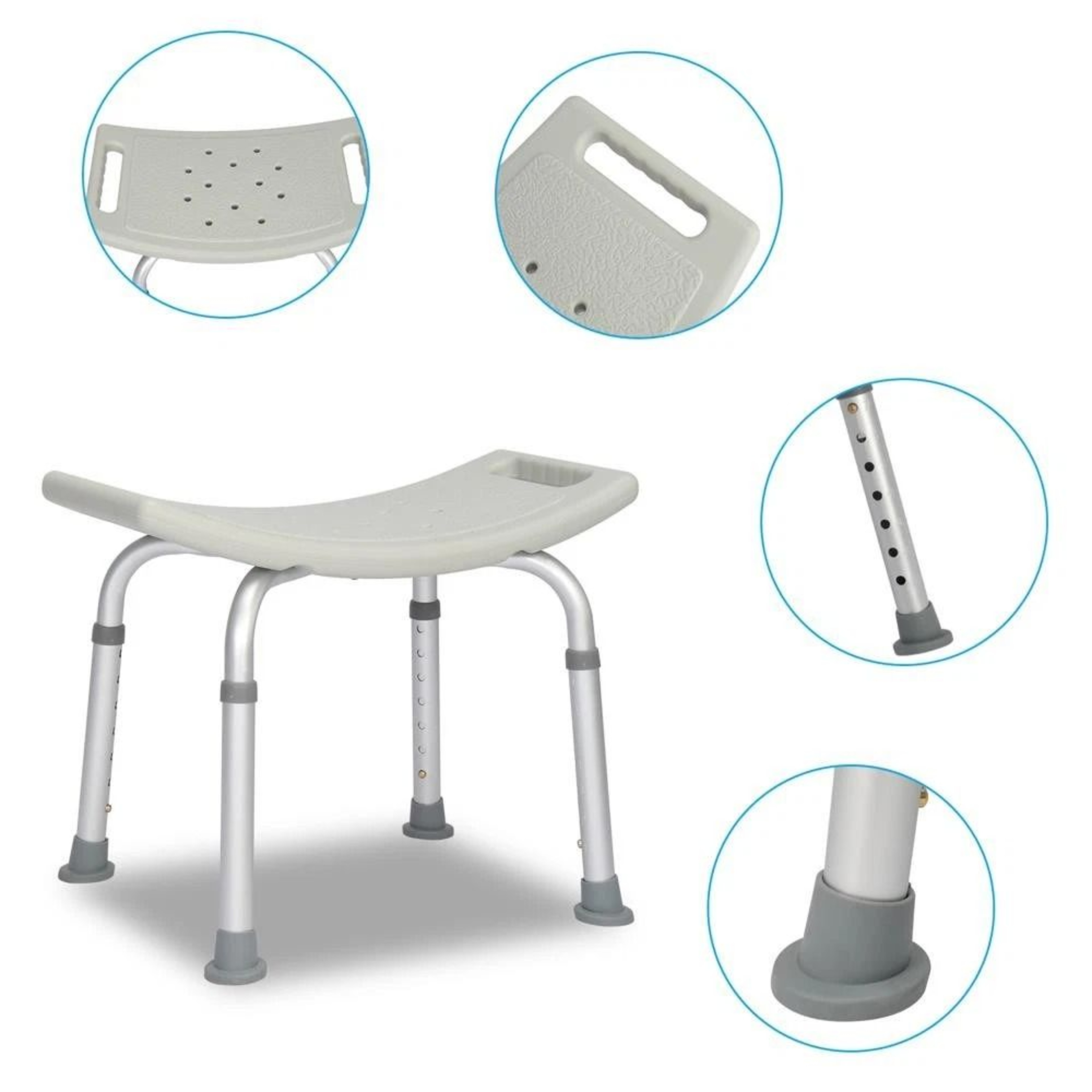 Adjustable Grey Bath Shower Chair Medical Bench For Bathtub 7 Height Stool Seat 6