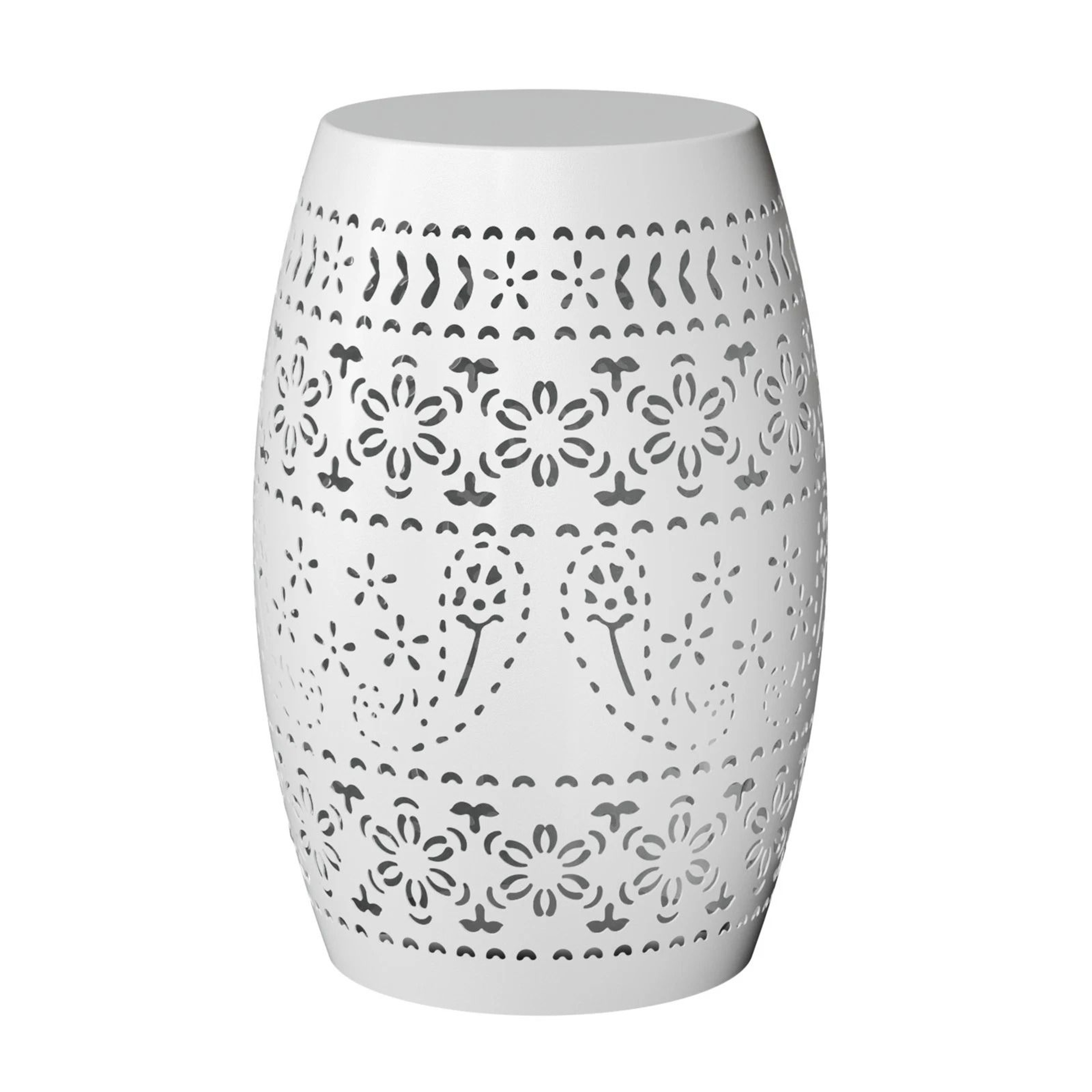 Patio End Table Round Drum Stool Iron AntiRust Metal Side Table For InOutdoor Use 4