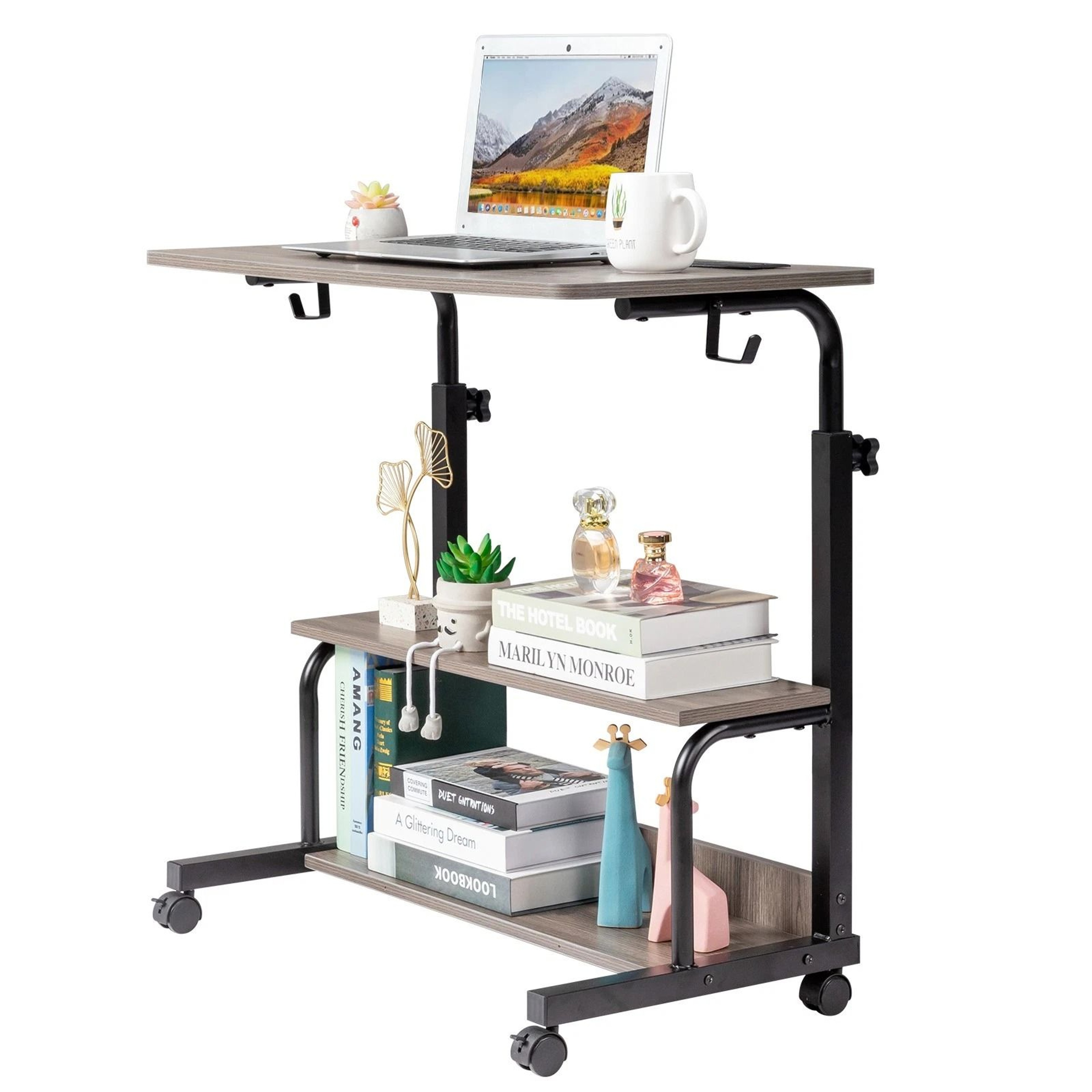 Hospital Bed Table With Holder Adjustable Overbed Rolling Laptop Desk Stand  Ideal For Home  Medica 8