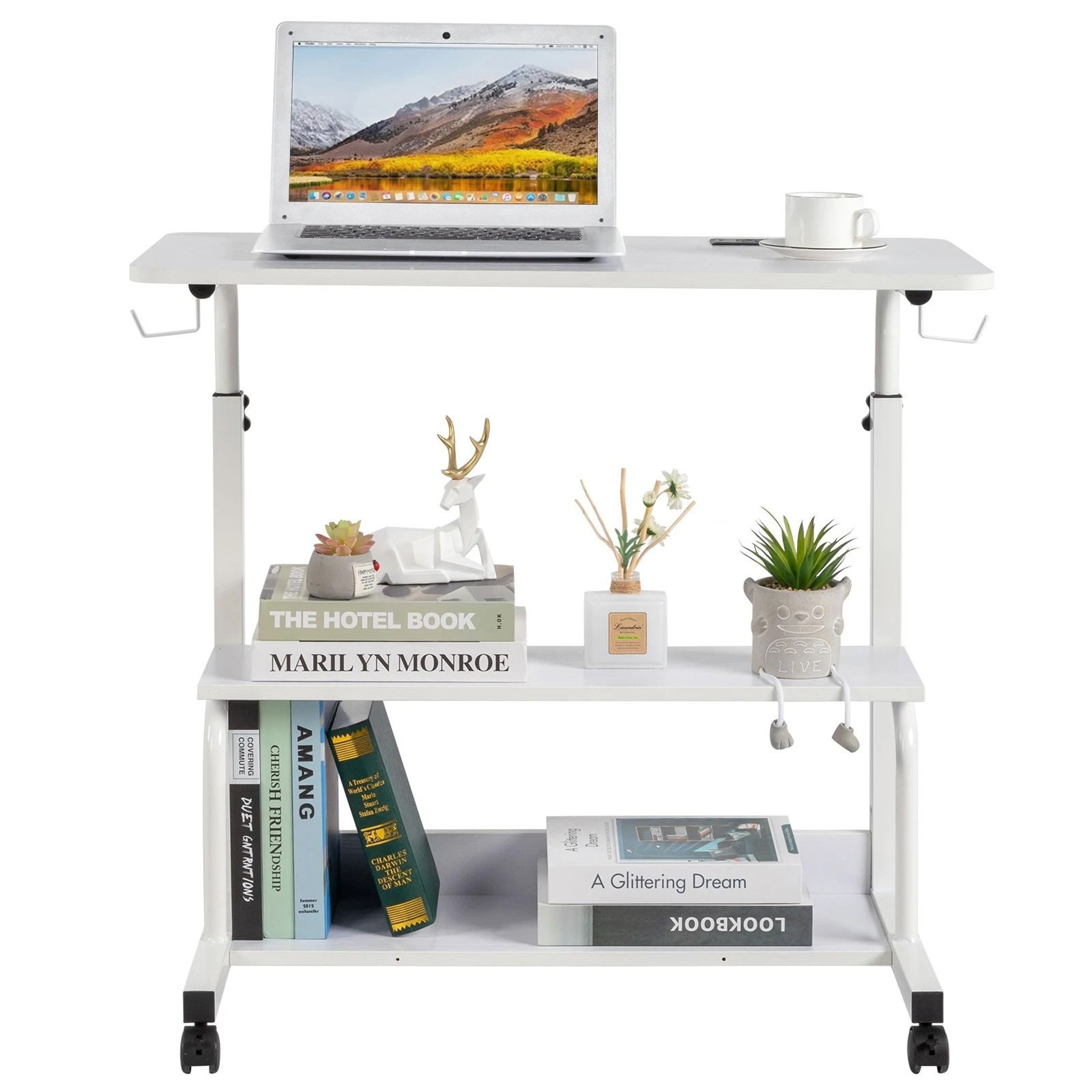 Hospital Bed Table With Holder Adjustable Overbed Rolling Laptop Desk Stand  Ideal For Home  Medica 14