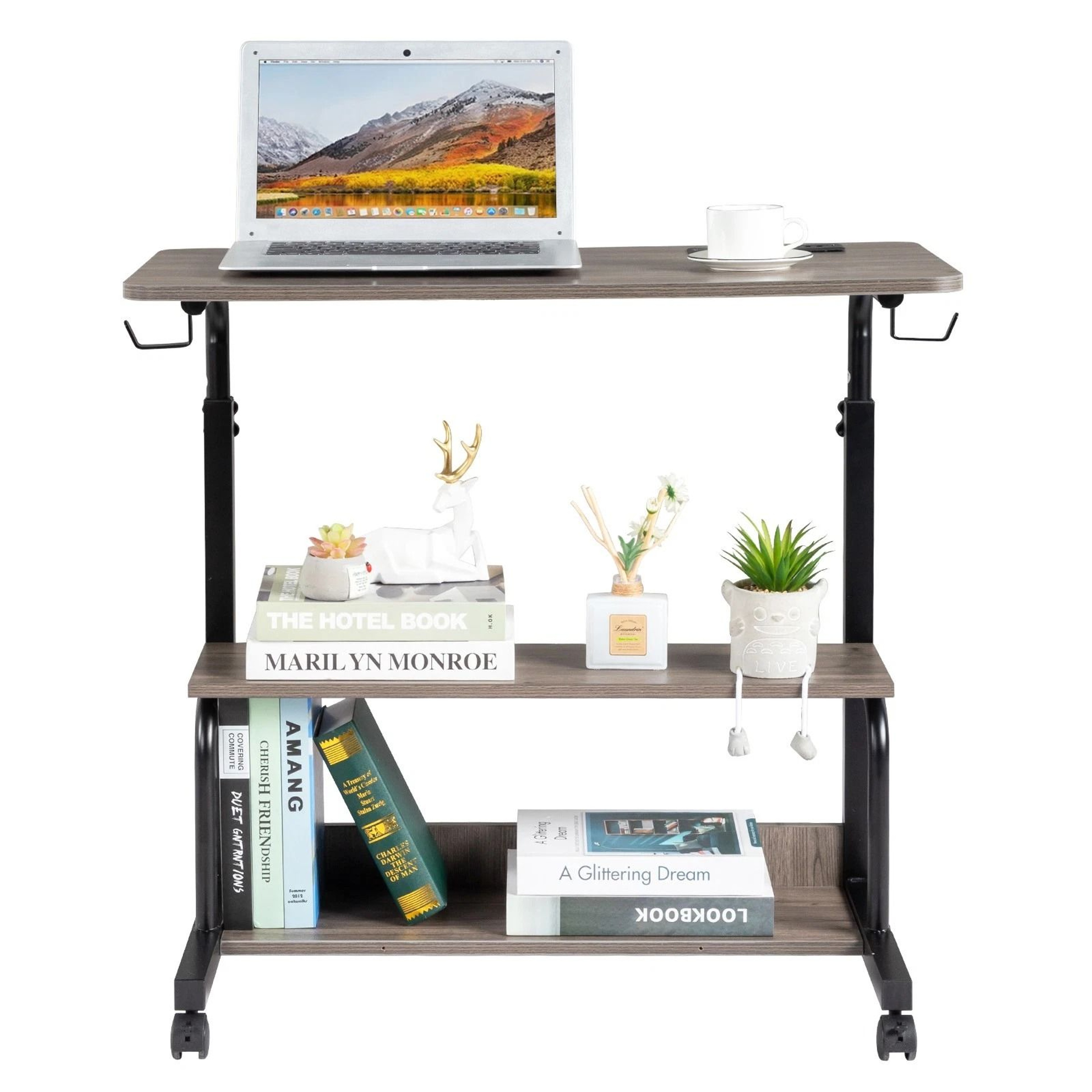 Hospital Bed Table With Holder Adjustable Overbed Rolling Laptop Desk Stand  Ideal For Home  Medica 1