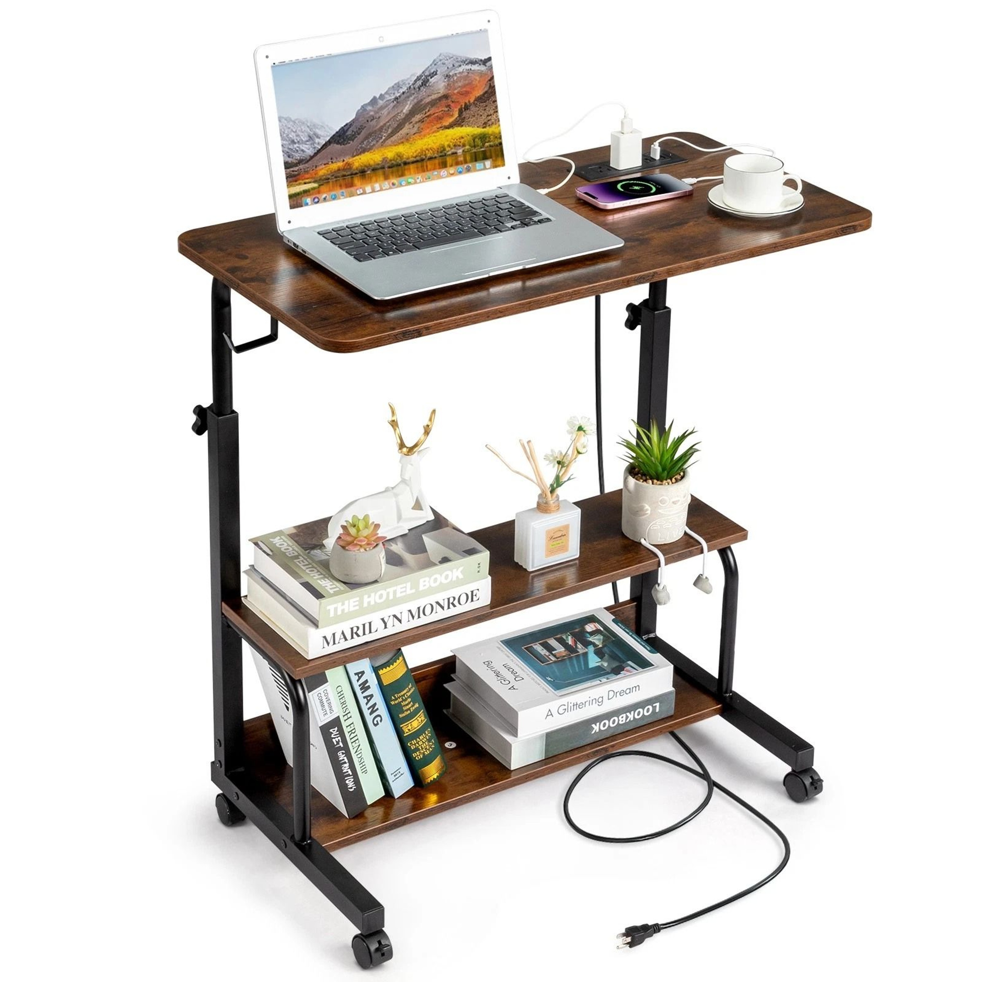 Hospital Bed Table With Holder Adjustable Overbed Rolling Laptop Desk Stand  Ideal For Home  Medica 15