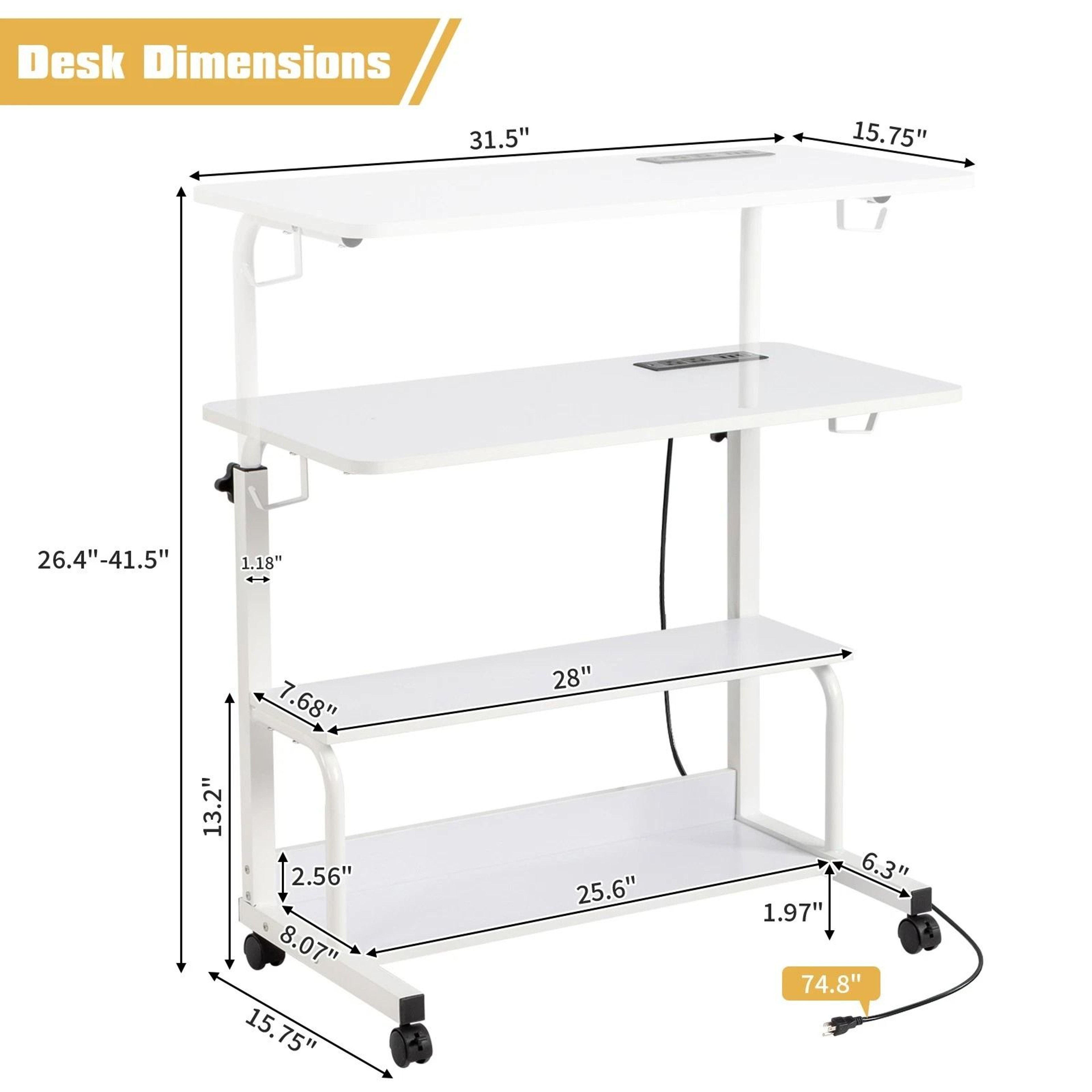 Hospital Bed Table With Holder Adjustable Overbed Rolling Laptop Desk Stand  Ideal For Home  Medica 3