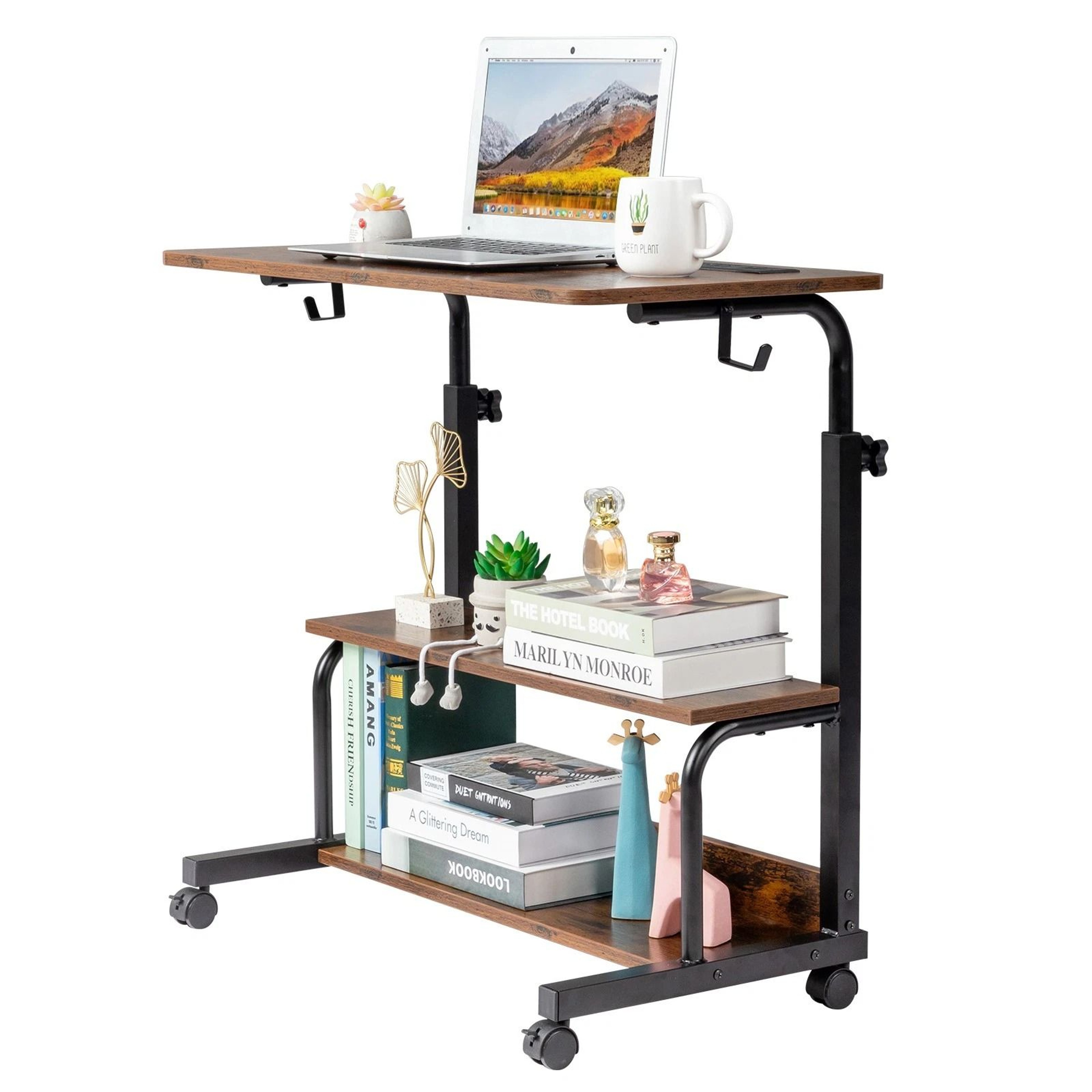 Hospital Bed Table With Holder Adjustable Overbed Rolling Laptop Desk Stand  Ideal For Home  Medica 4