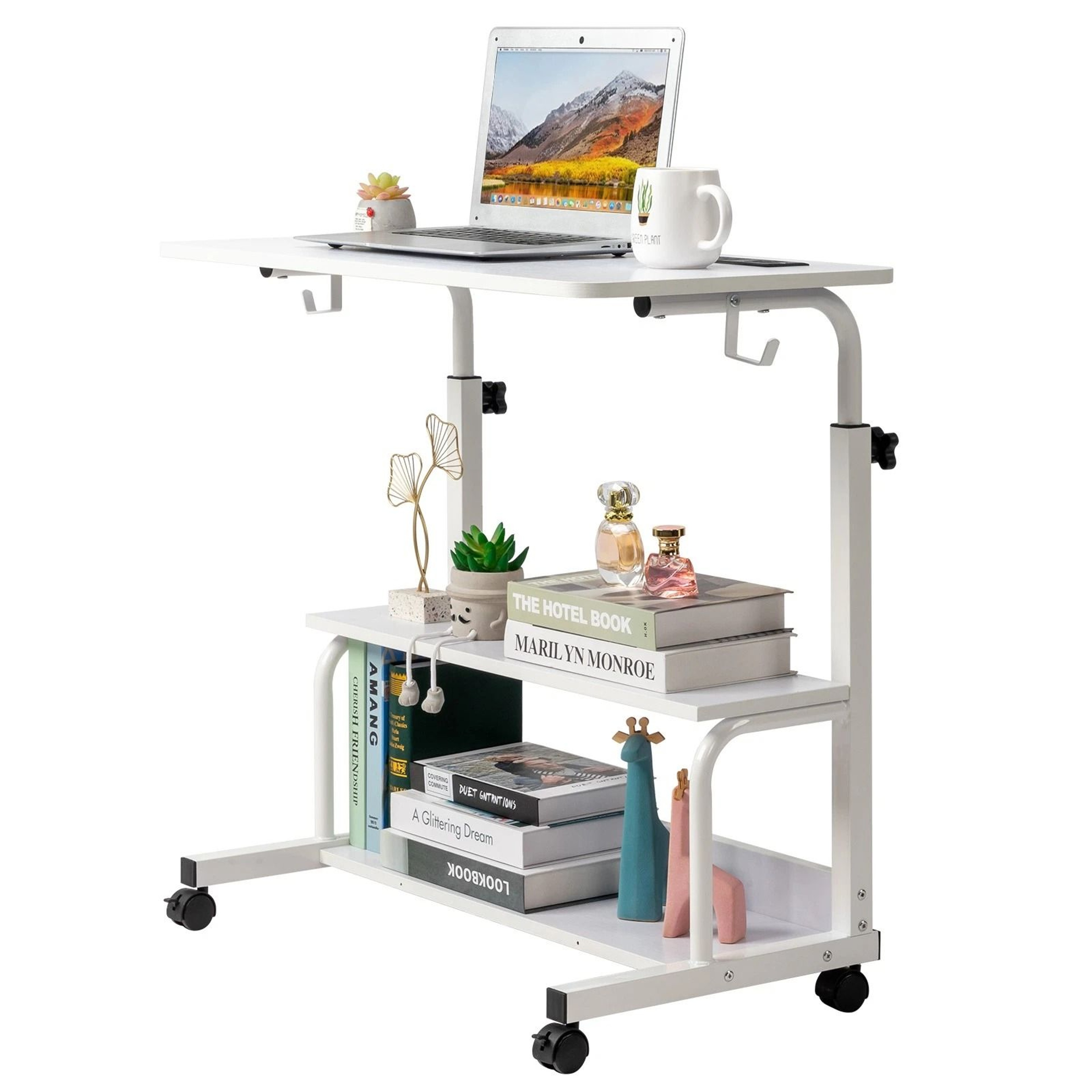 Hospital Bed Table With Holder Adjustable Overbed Rolling Laptop Desk Stand  Ideal For Home  Medica 5
