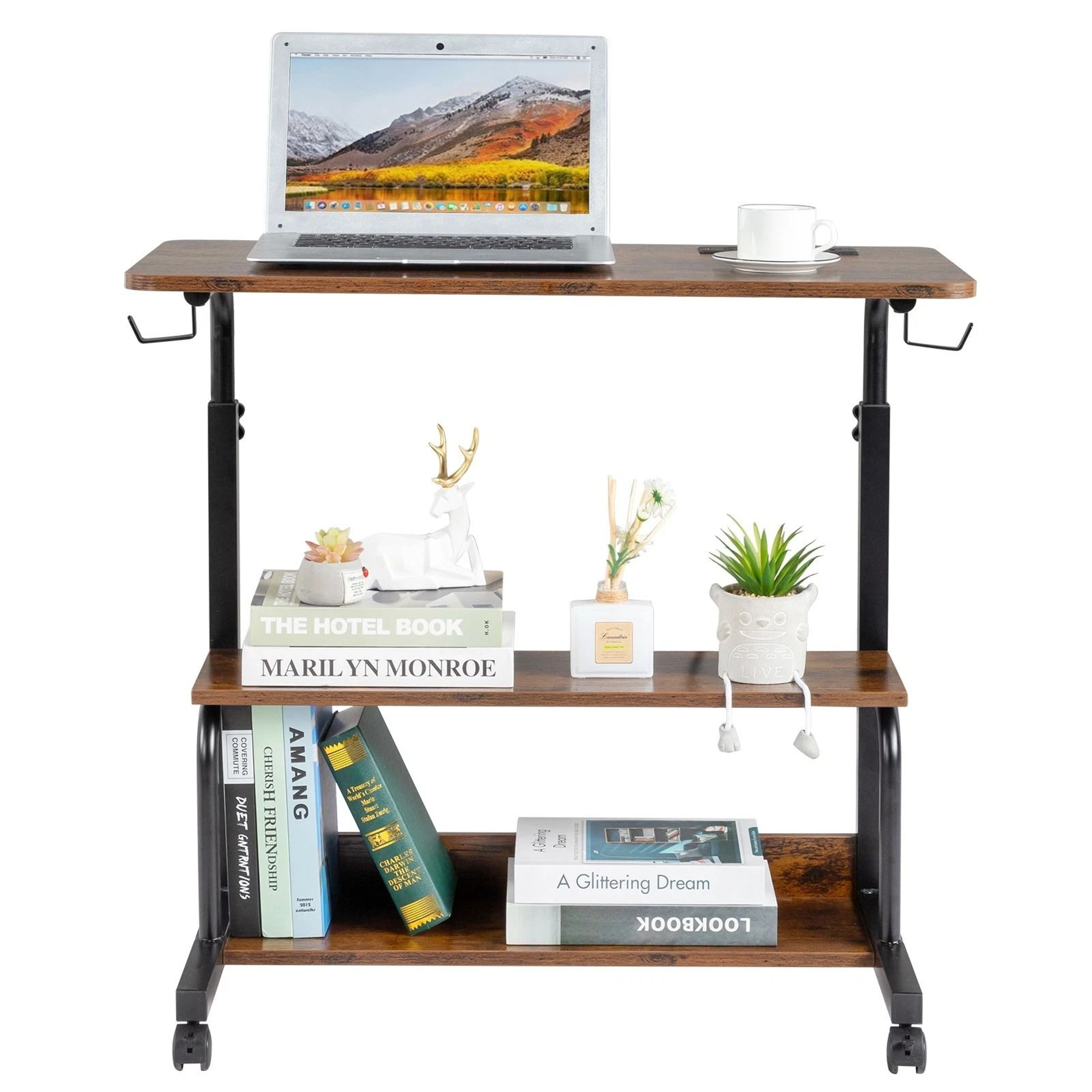 Hospital Bed Table With Holder Adjustable Overbed Rolling Laptop Desk Stand  Ideal For Home  Medica 6