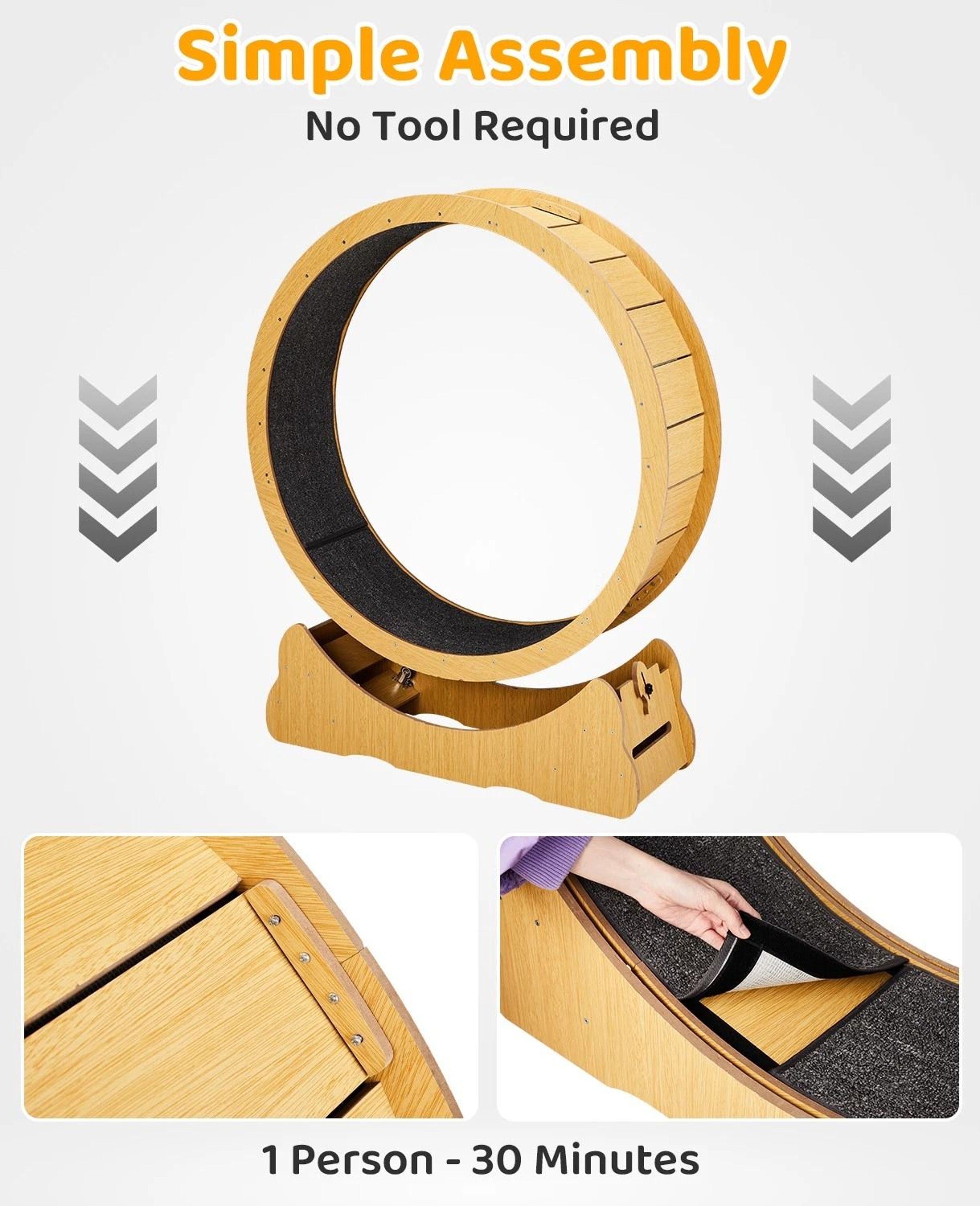 Natural Wood Portable Cat Running Treadmill Indoor Exerciser Wheel Toy For Cats And Kittens 2