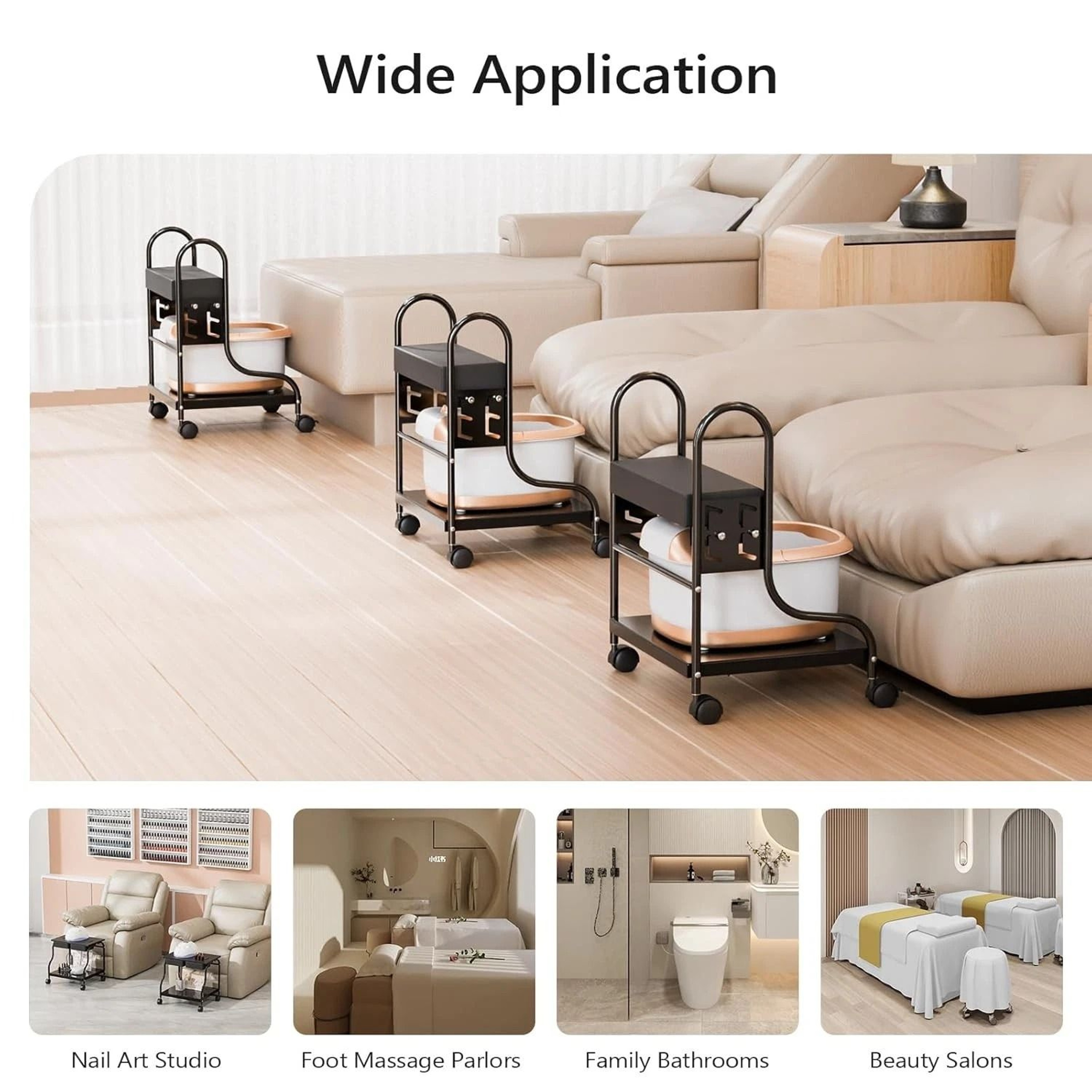 Nail  Foot Spa Cart Adjustable Height Trolley With PU Pad Locking Casters For Comfort And Durabilit 1