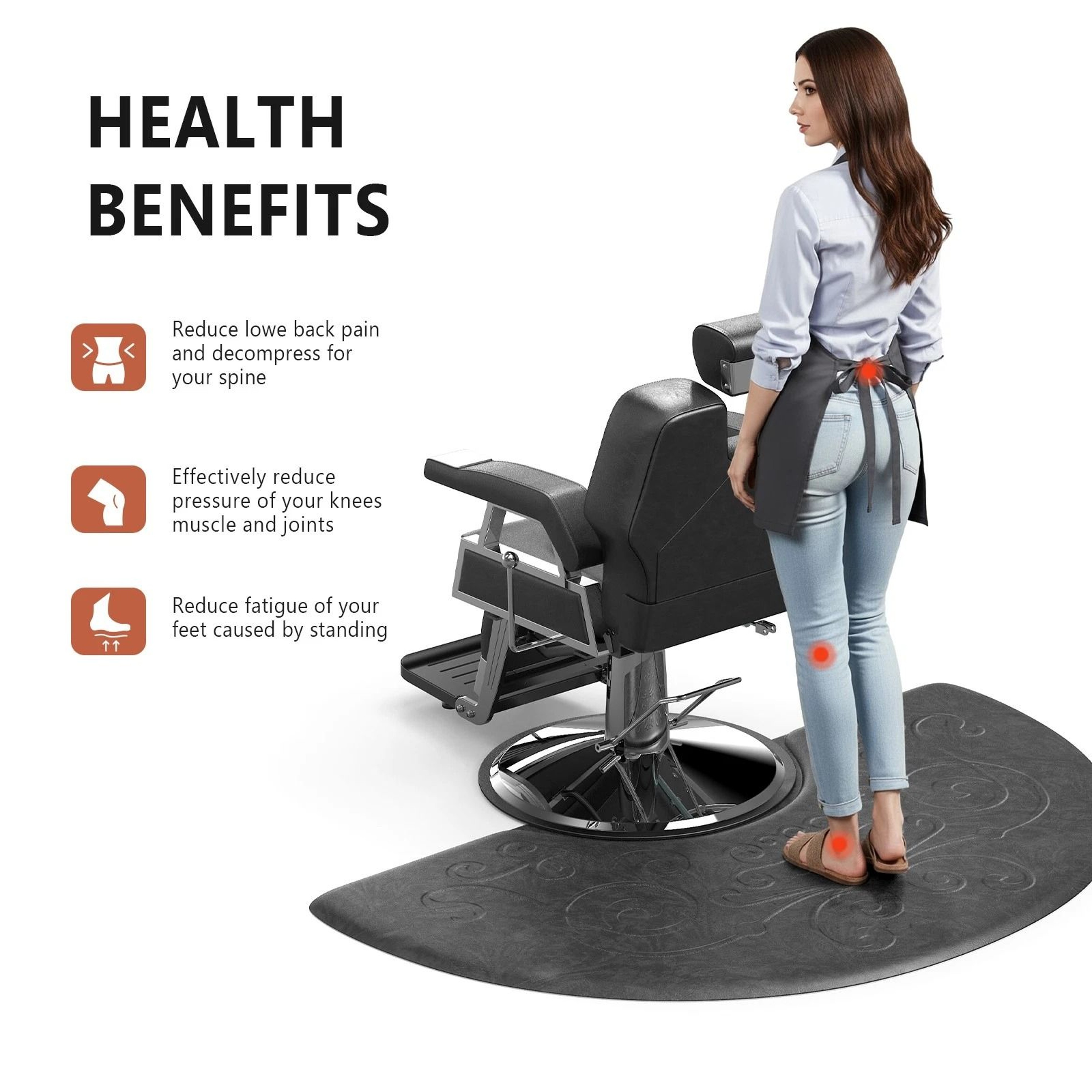 AntiSlip PU Salon Mat Waterproof Barber Chair Floor Mat Heavy Duty Salon Protection NonSlip Floorin 6
