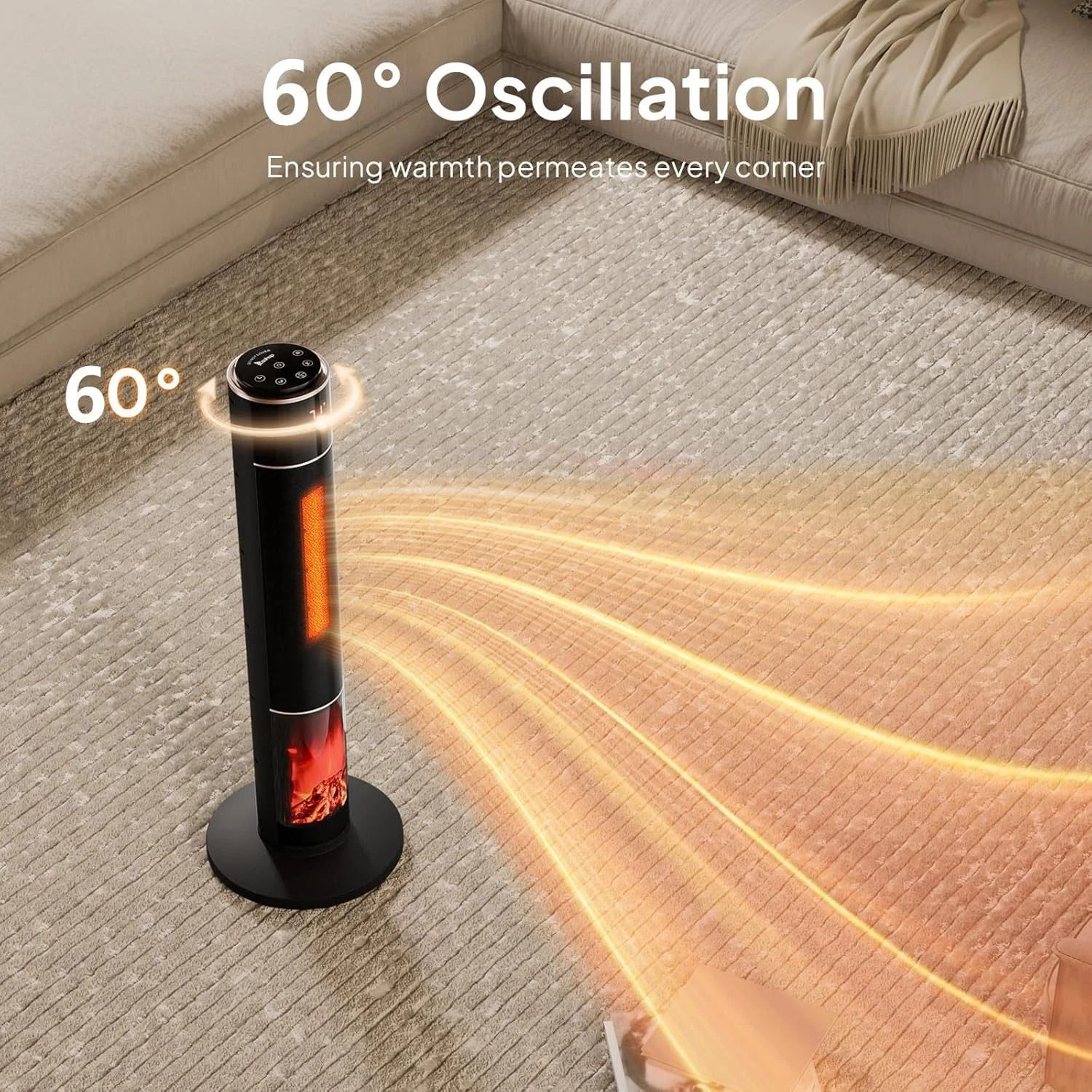 Electric Space Tower Heater WRemote TipOver Protection Overheating Safety Feature 6