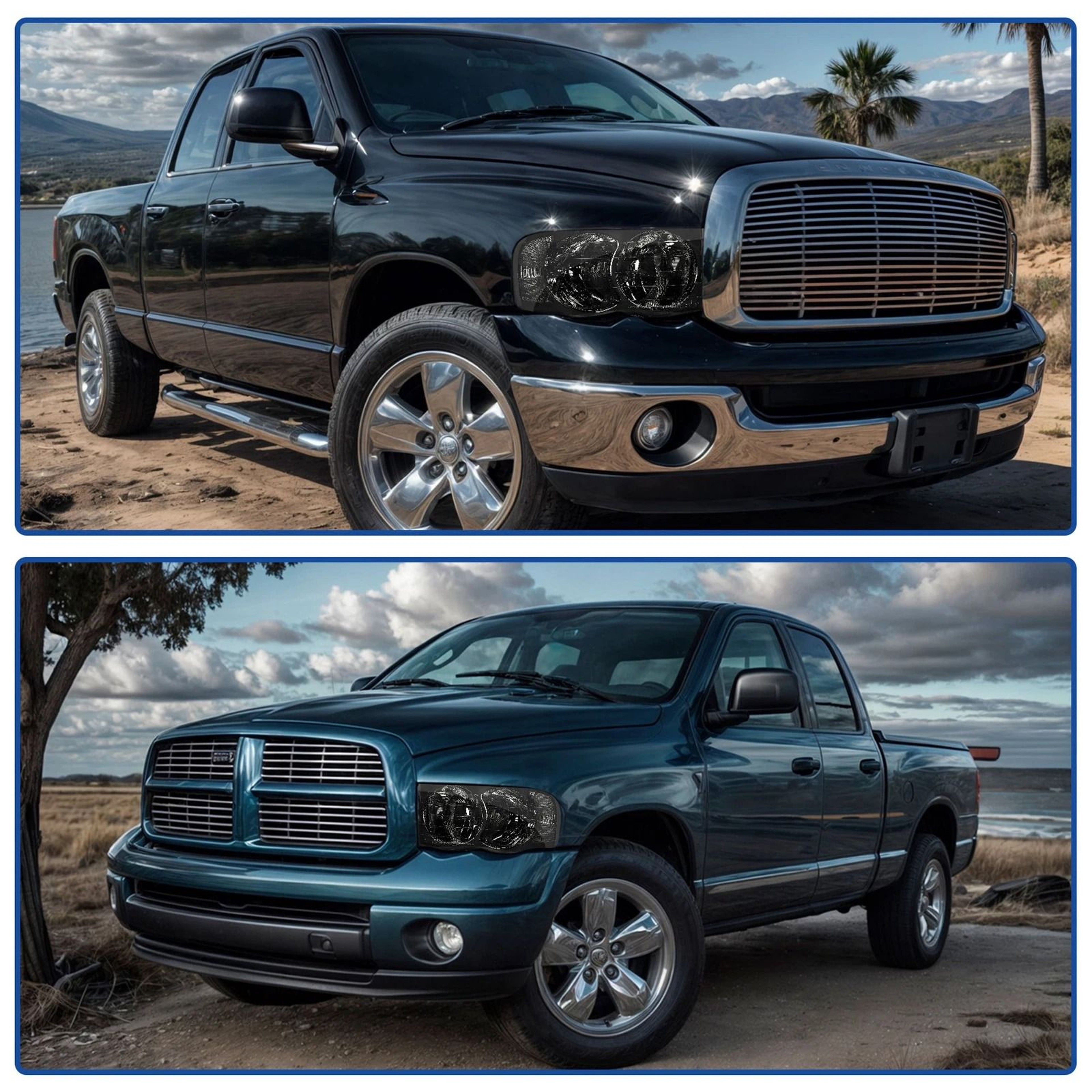 Smoke Lens Chrome Headlights Assembly For Dodge Ram 1
