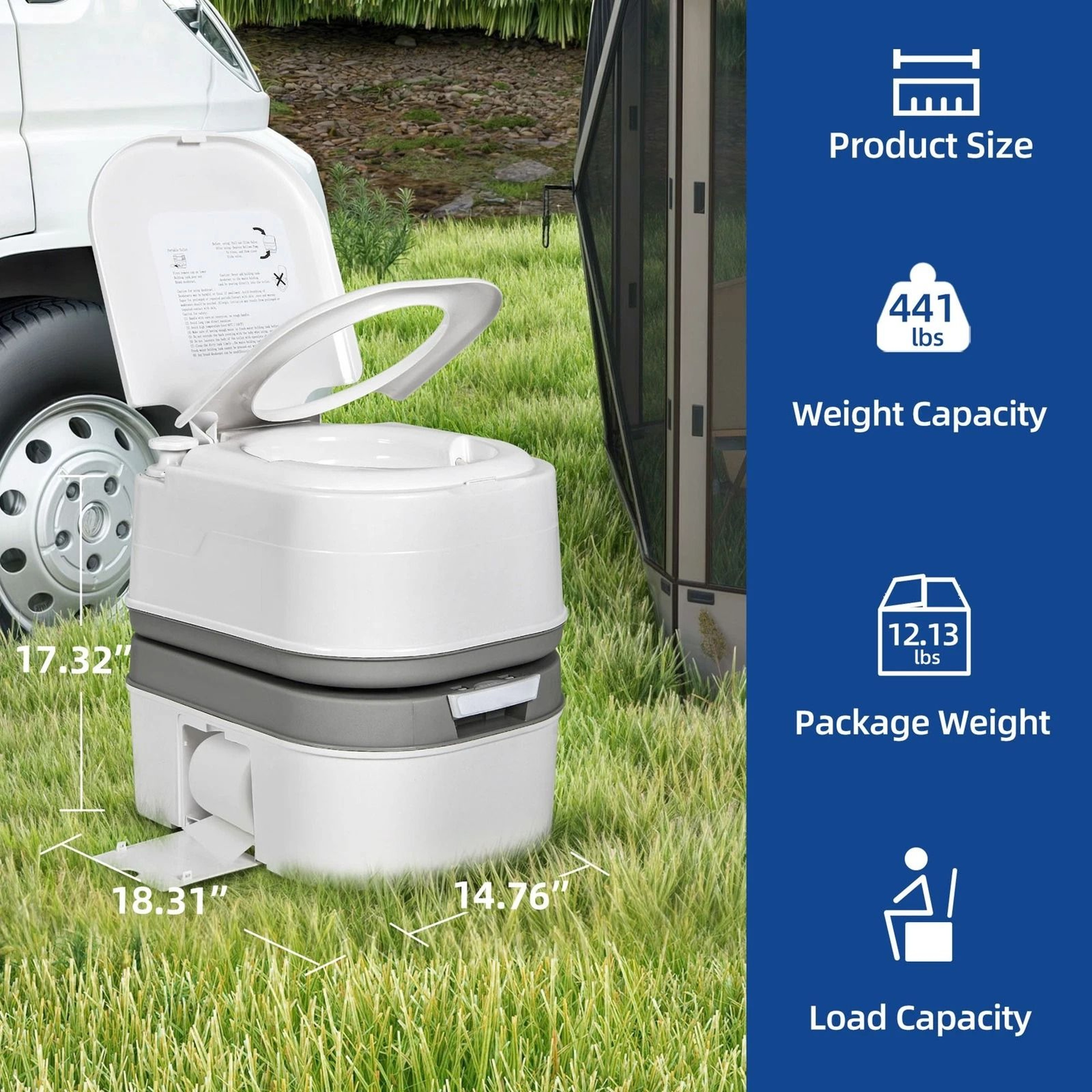 Portable Potty Toilet For Outdoor Camping Travel Mobile Flush Toilet Includes Paper For Convenience 11