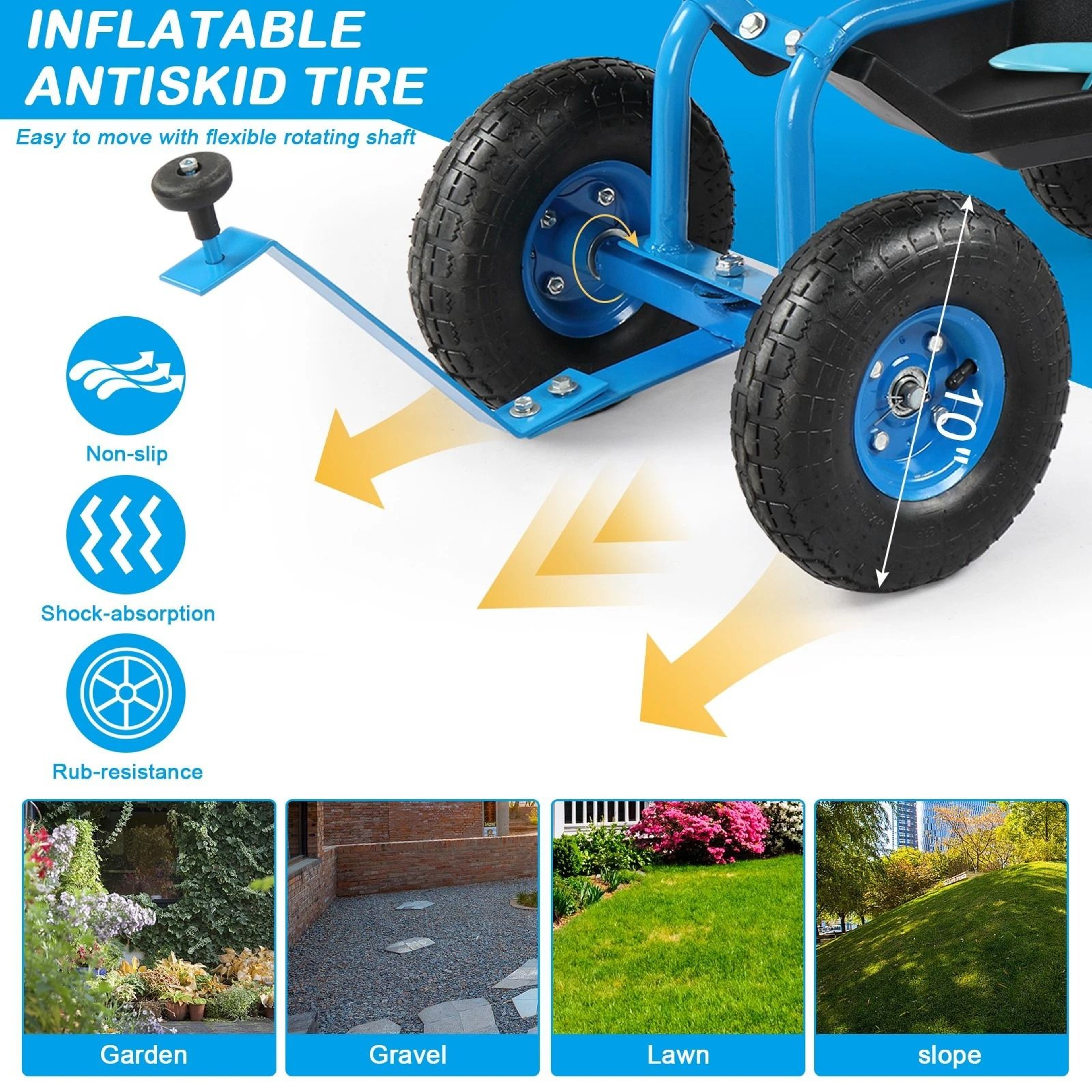 Green Rolling Garden Cart With Seat And Wheels Extendable Handle For Comfortable Gardening 2