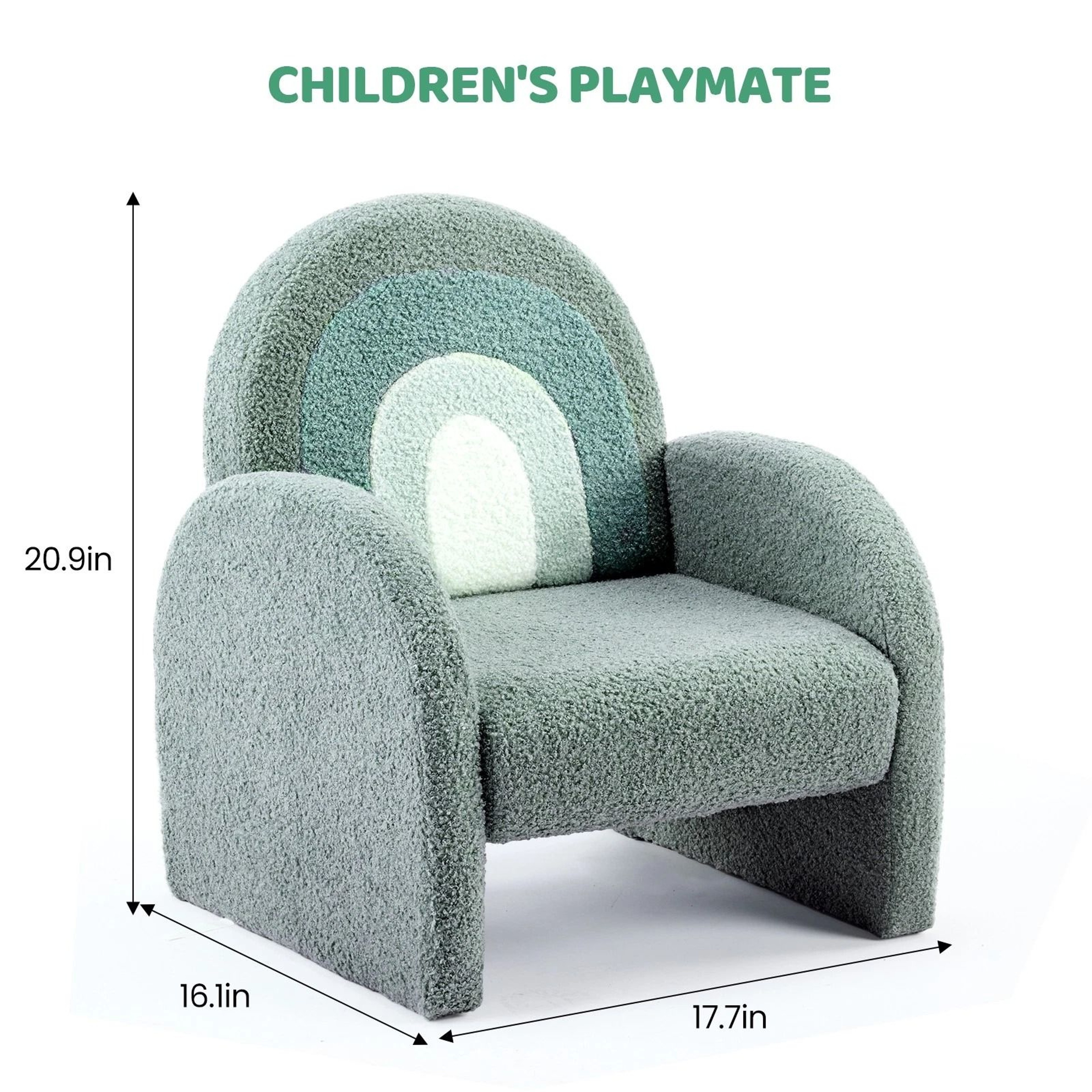 AntiTip Toddler Sofa For Playroom Teddy Fleece Kids Chair With Solid Wood Legs 10