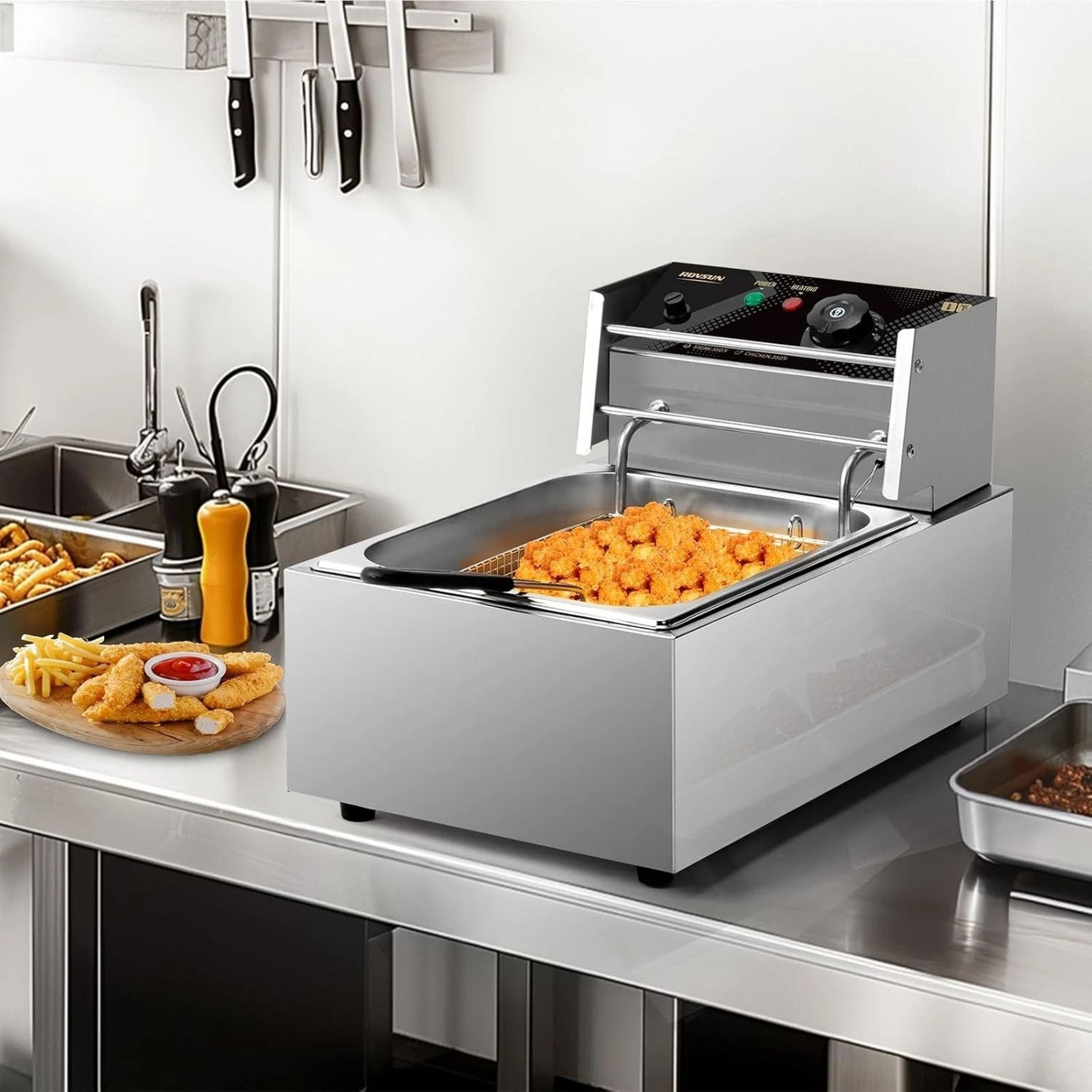 Stainless Steel Electric Commercial Deep Fryer With Basket  Lid Heavy Duty Cooking Equipment For Re 0