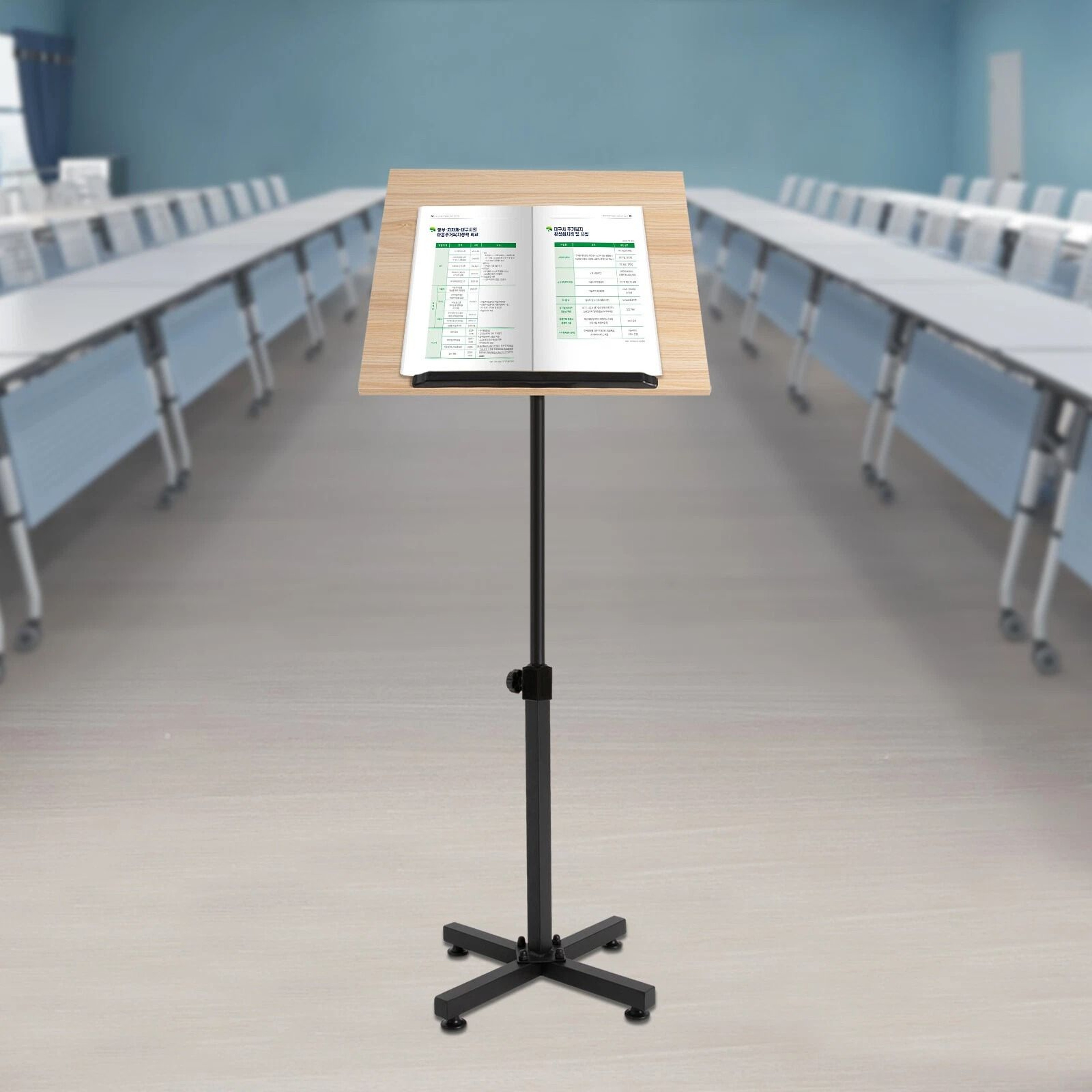 Tilting Brown Podium Stand Lectern Conference Pulpit Tablet Laptop Table 10