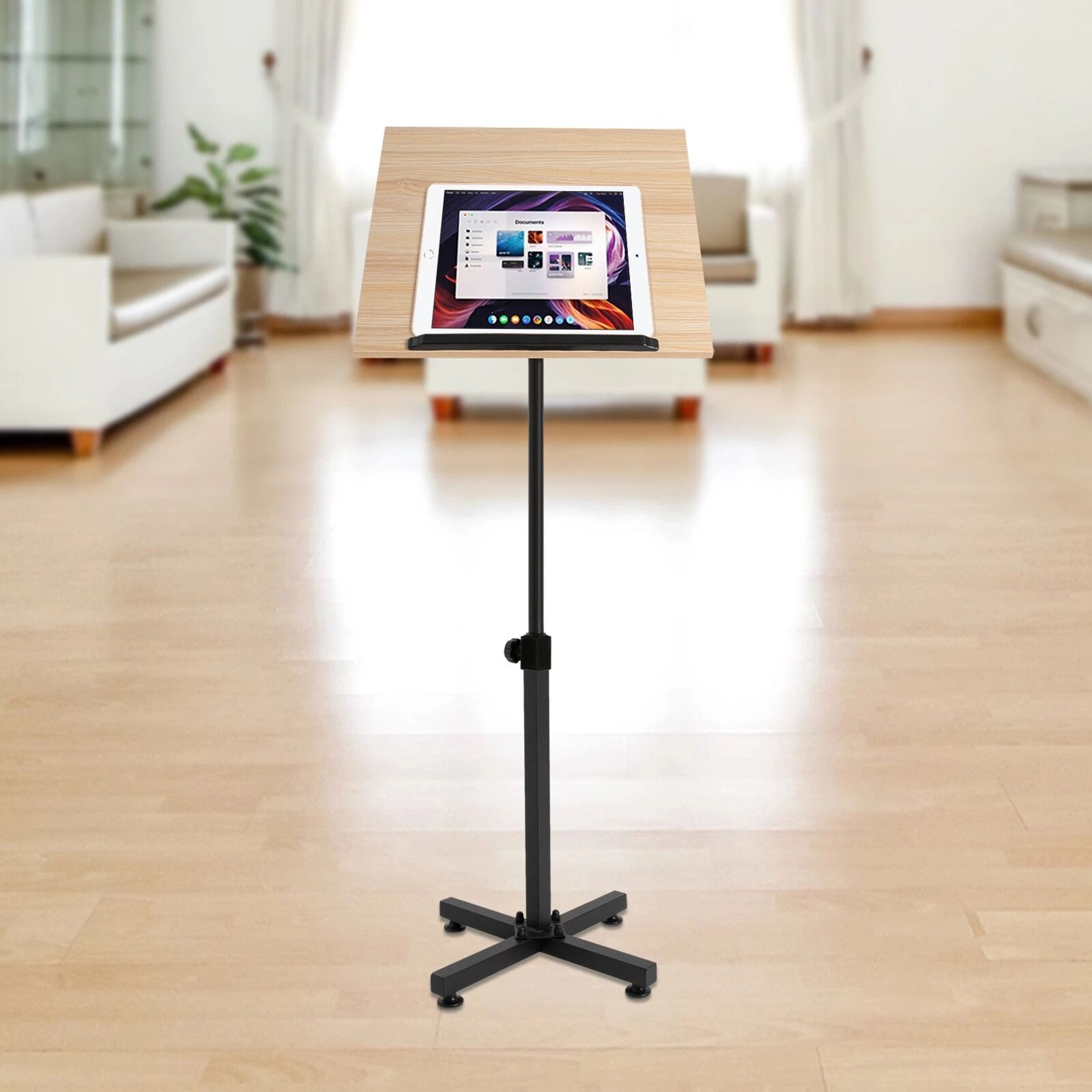 Tilting Brown Podium Stand Lectern Conference Pulpit Tablet Laptop Table 13