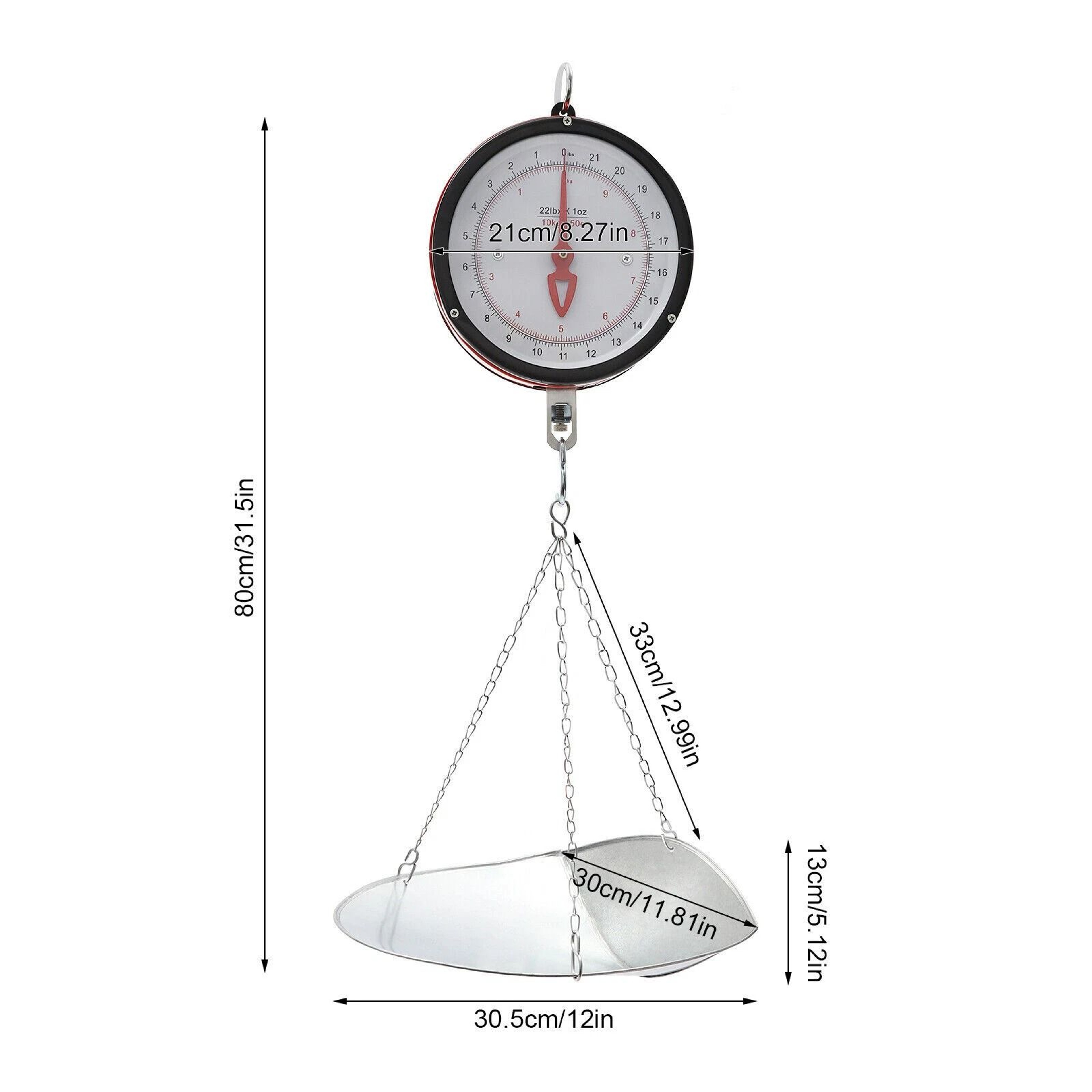 Mechanical Hanging Scale For Kitchen DoubleSided Dial With ScoopChain 3