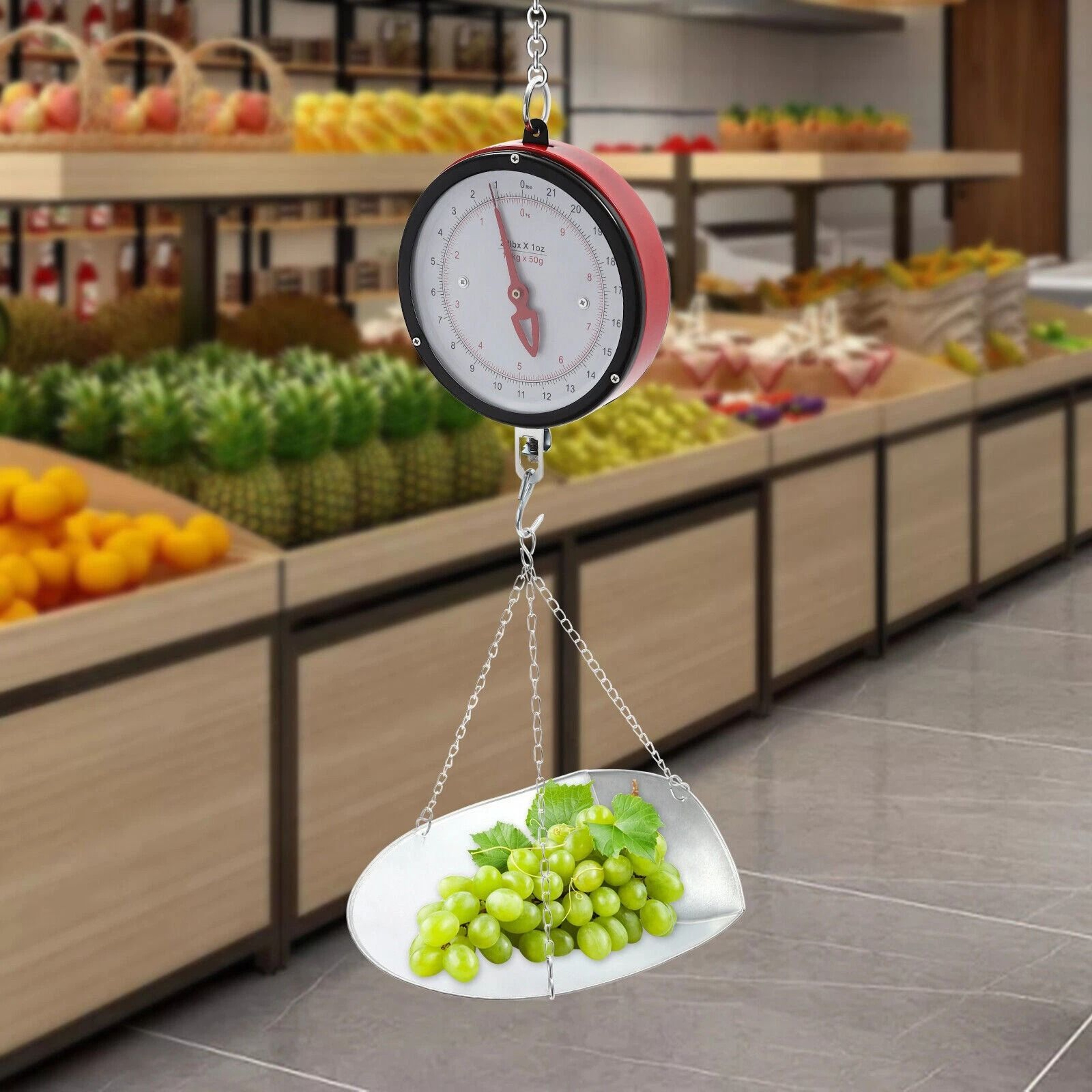 Mechanical Hanging Scale For Kitchen DoubleSided Dial With ScoopChain 4