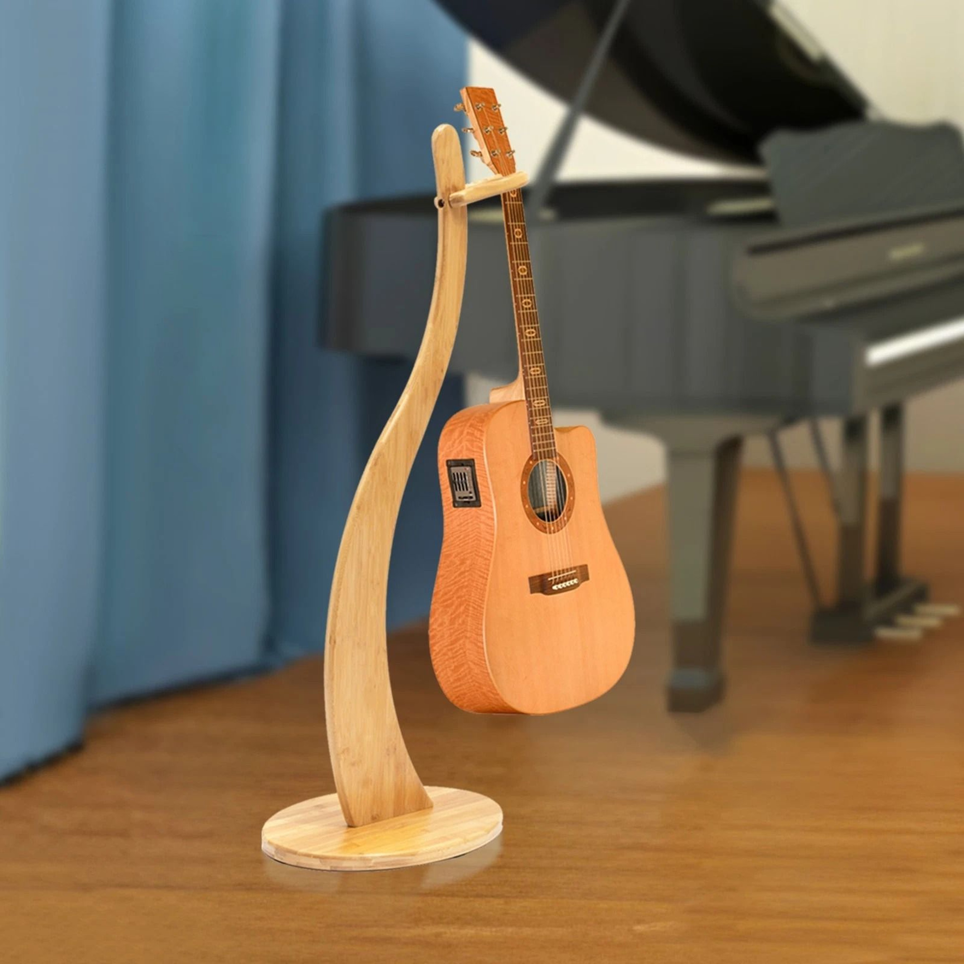 Guitar Floor Stand Bamboo Stand For Ukulele And Guitar Support 2