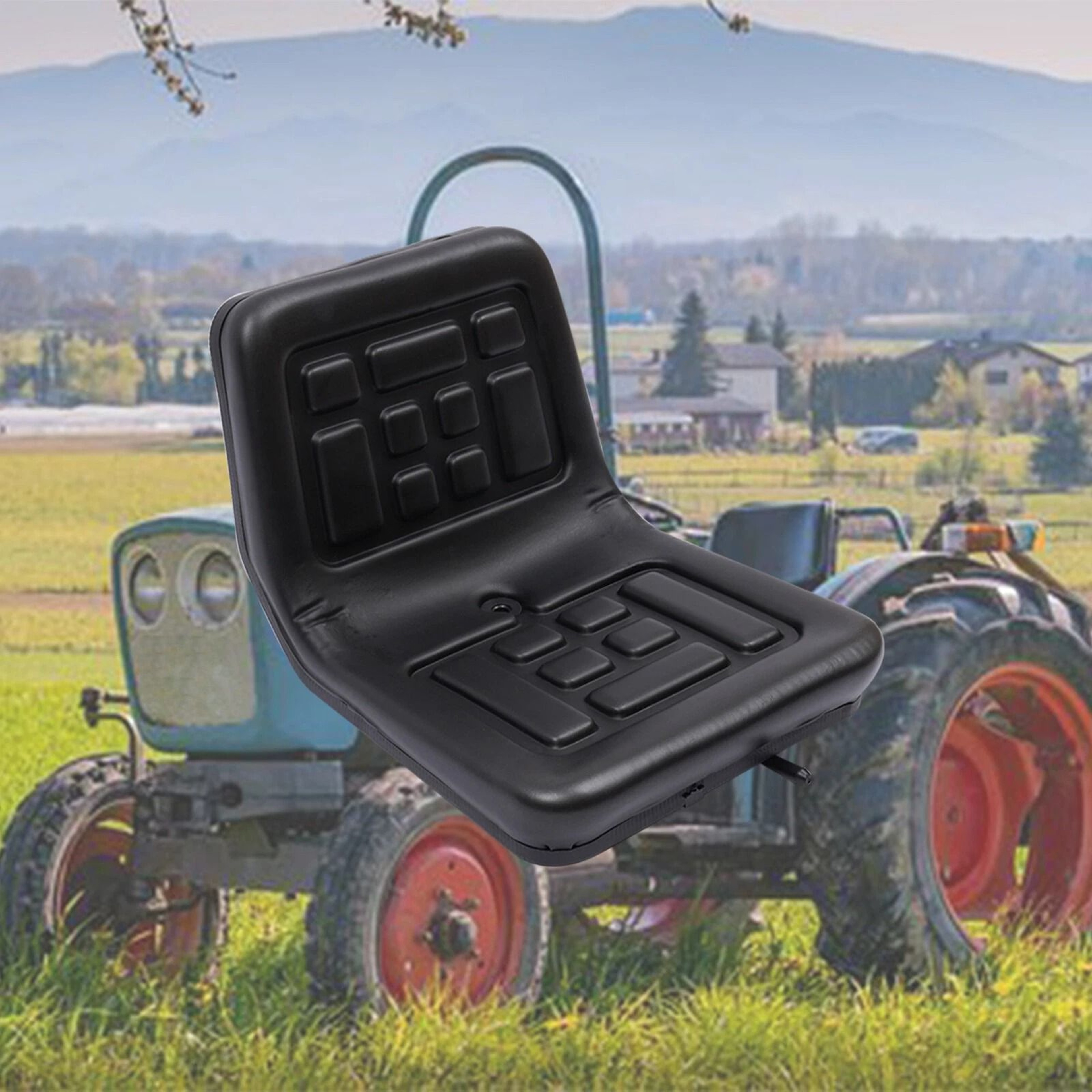 Black Tractor Seat With Brackets For Mower Dumper Digger Universal Compact Fit 8