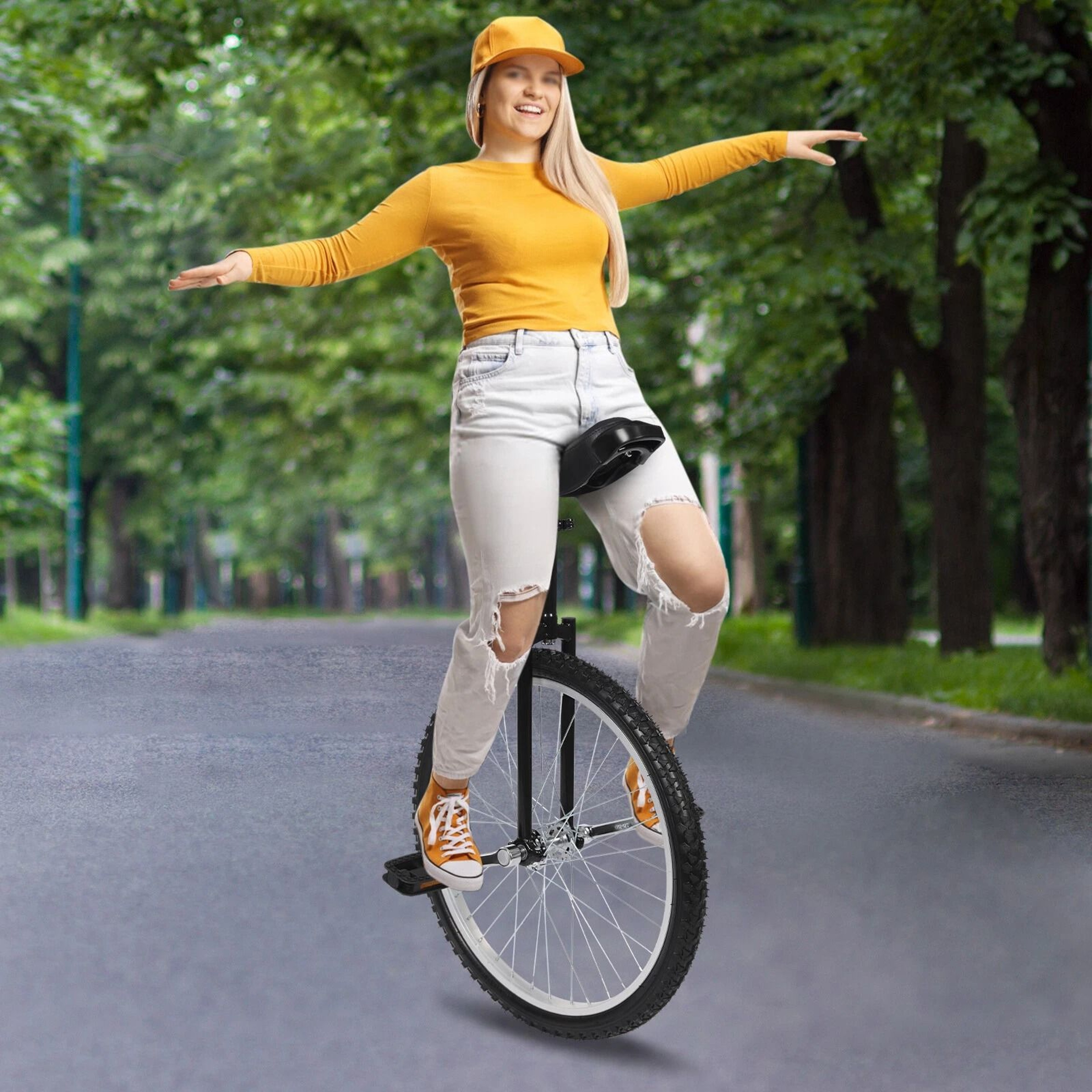 Adjustable Height Ride Bike Unicycle Steel Frame Bicycle For Unisex Adults 0