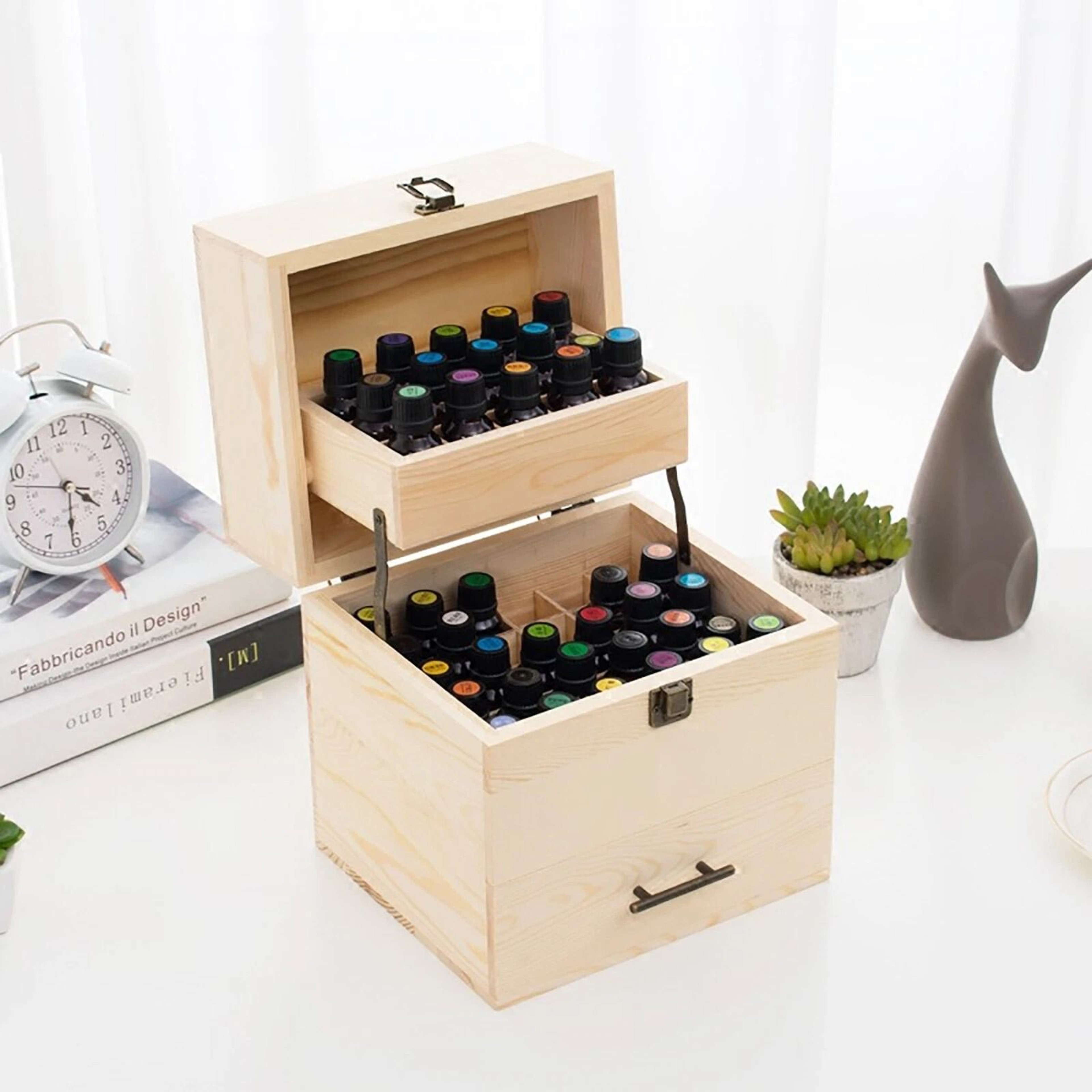 Wooden 3 Tiers Essential Oil Container Organizer Display Case 0