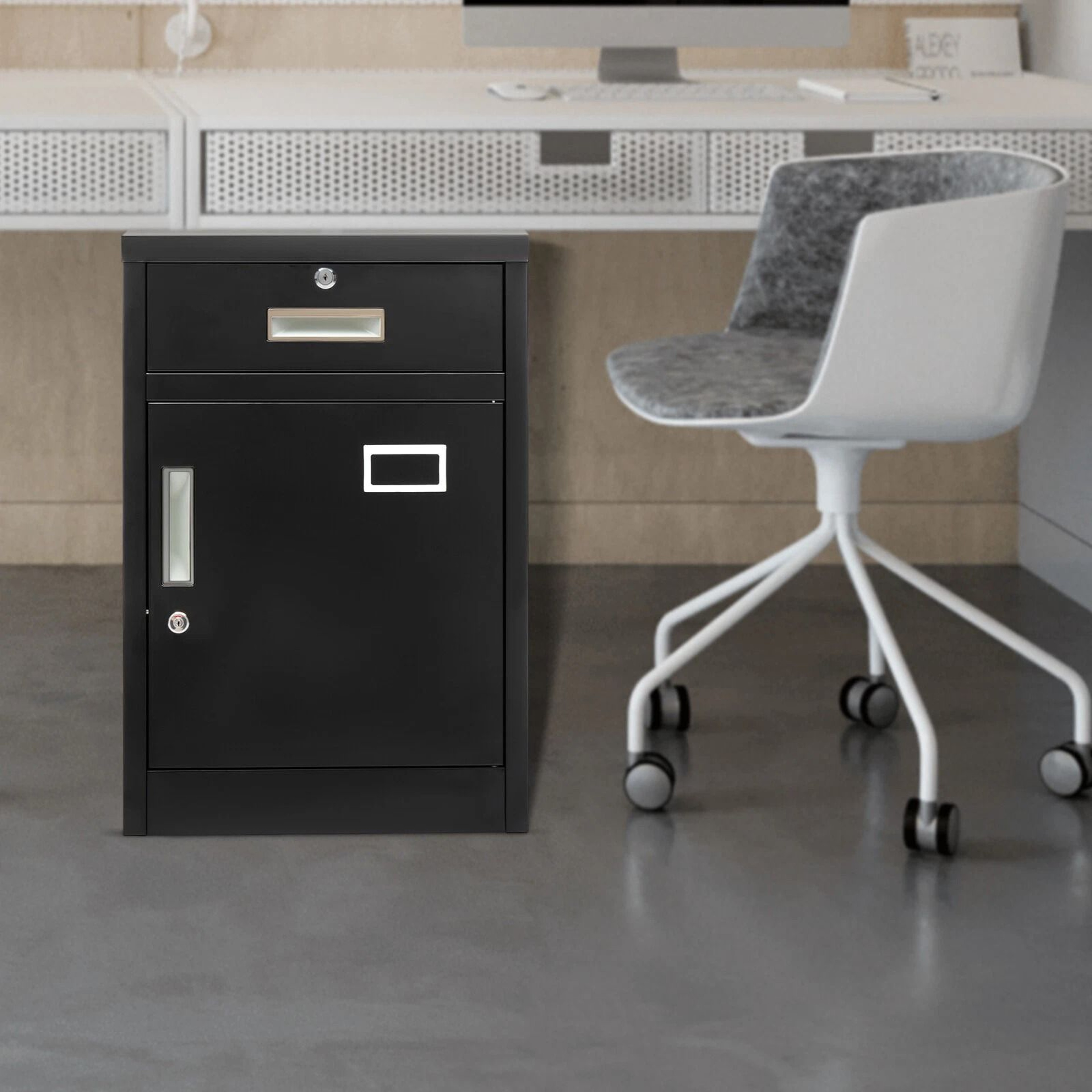 Metal 1 Drawer Filing Cabinet With Lock Vertical File Storage Cabinet For Office 7